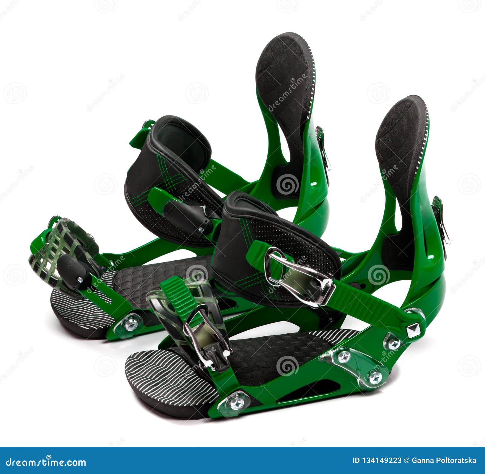 Green Snowboard Bindings on White Stock Image Image of season, safe