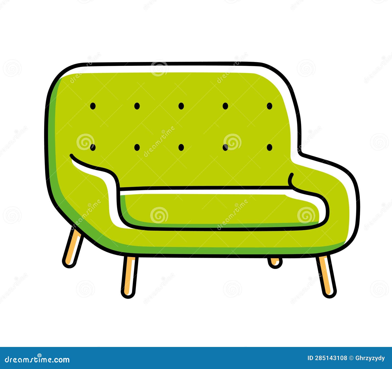 Green sofa isolated stock vector. Illustration of sofa 285143108