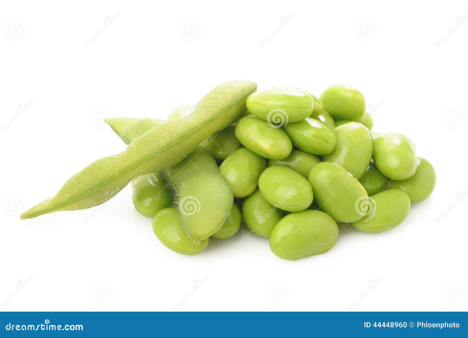 Green Soy Beans, Japanese Beans on White Background Stock Photo Image