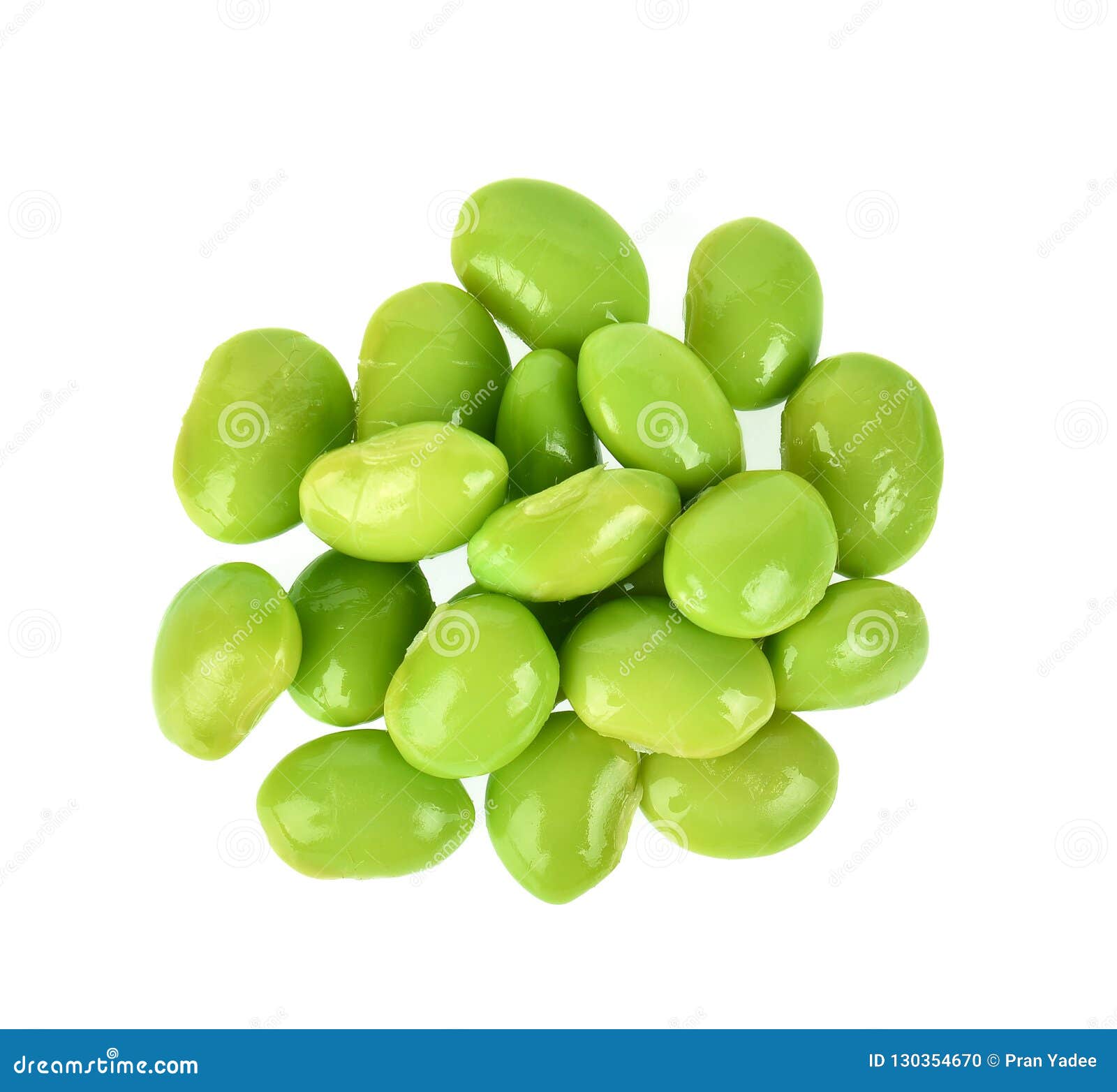 Green Soybeans on White Background.Top View Stock Photo - Image of ...