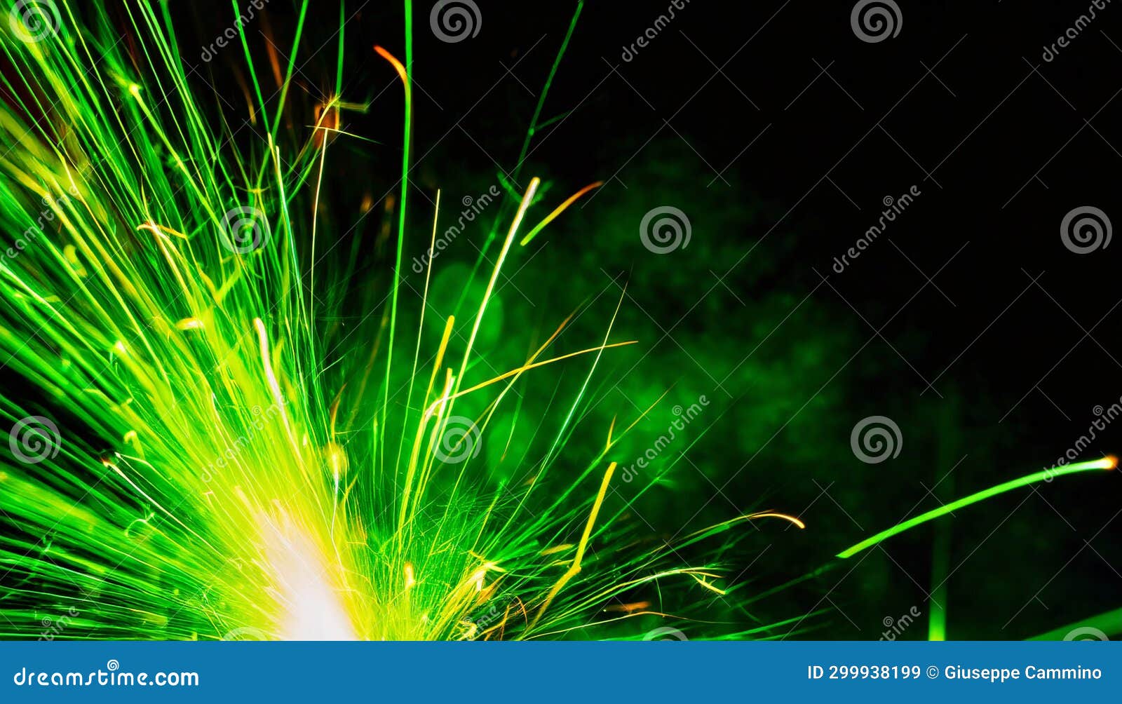 Green Sparks and Blurred Background Stock Illustration Illustration