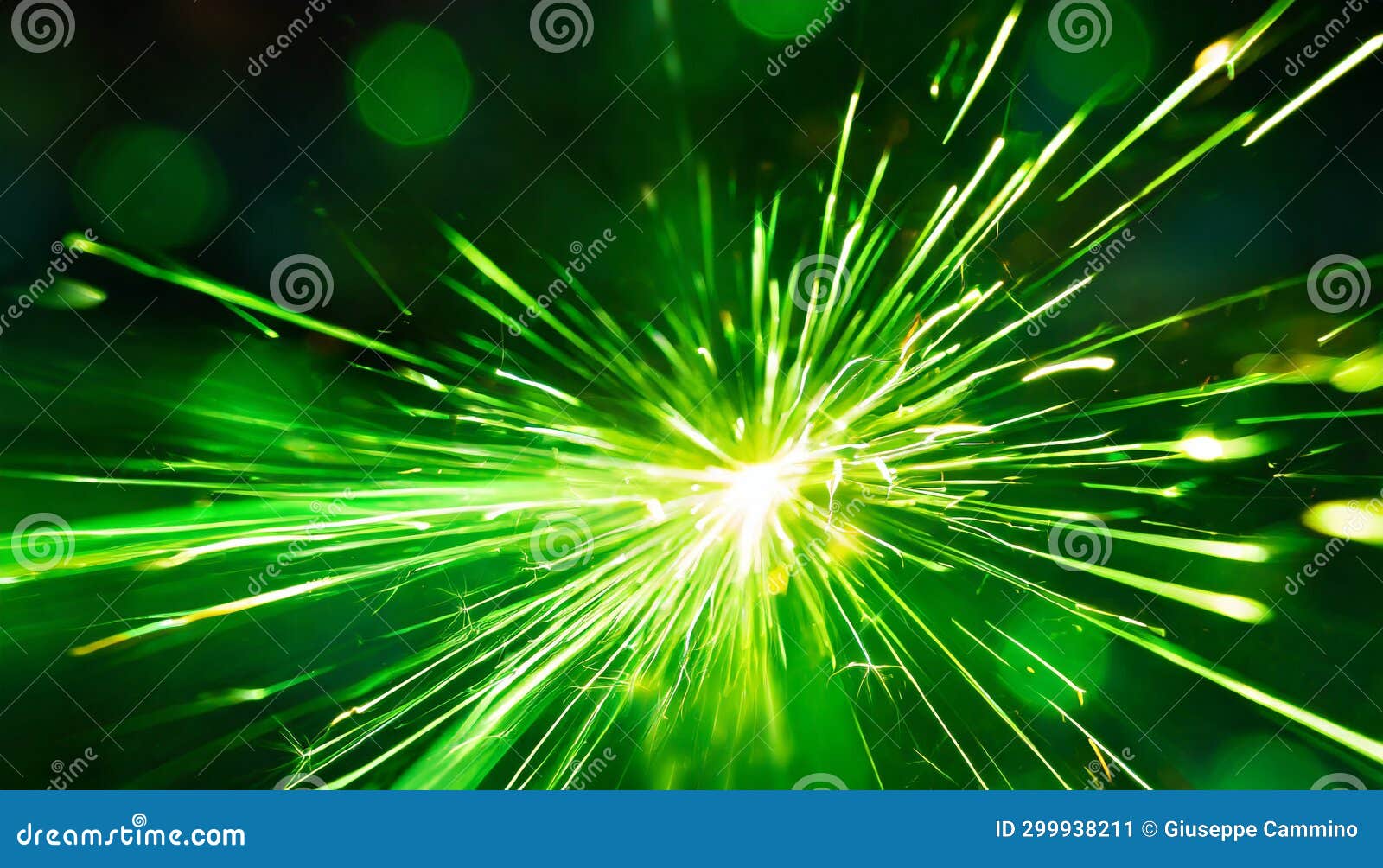 Green Sparks and Blurred Background Stock Illustration Illustration