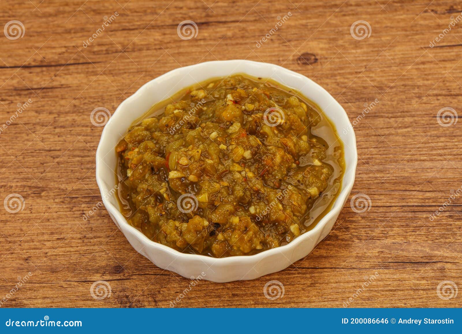 Green Spicy Sauce in the Bowl Stock Photo Image of salsa, table