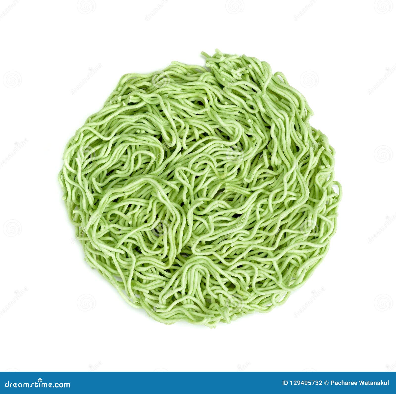Green Spinach Noodles Isolated on White Backgroun Stock Photo Image