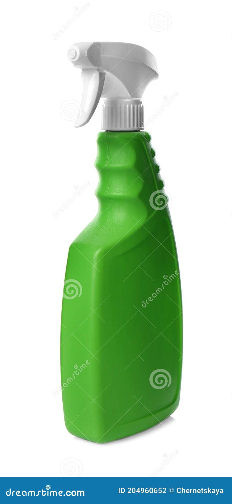 Green Spray Bottle of Cleaning Product Isolated on White Stock Photo