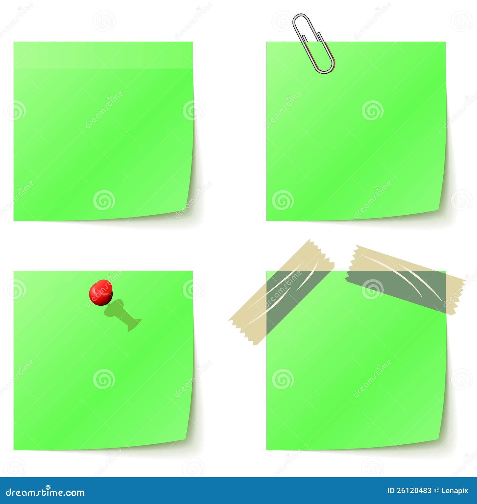 Green sticky notice papers stock vector. Illustration of noticeboard