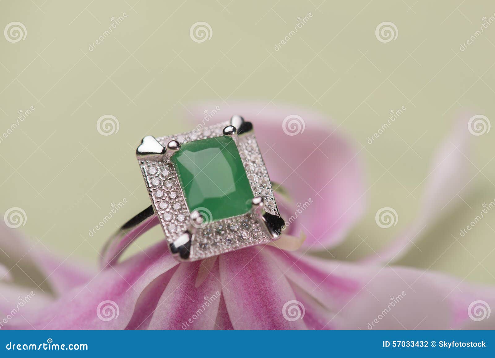 Green Stone Ring on a Flower Stock Photo Image of jewellery, design