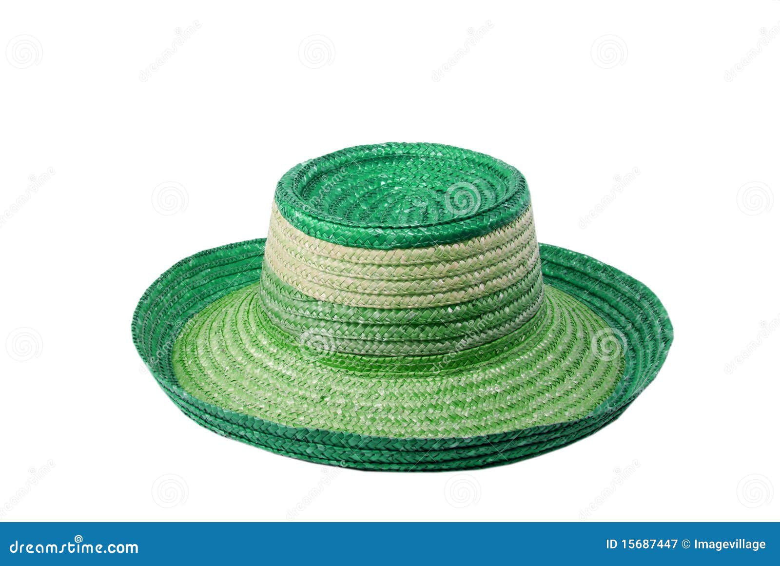 Green straw hat stock image. Image of white, trendy, covering 15687447
