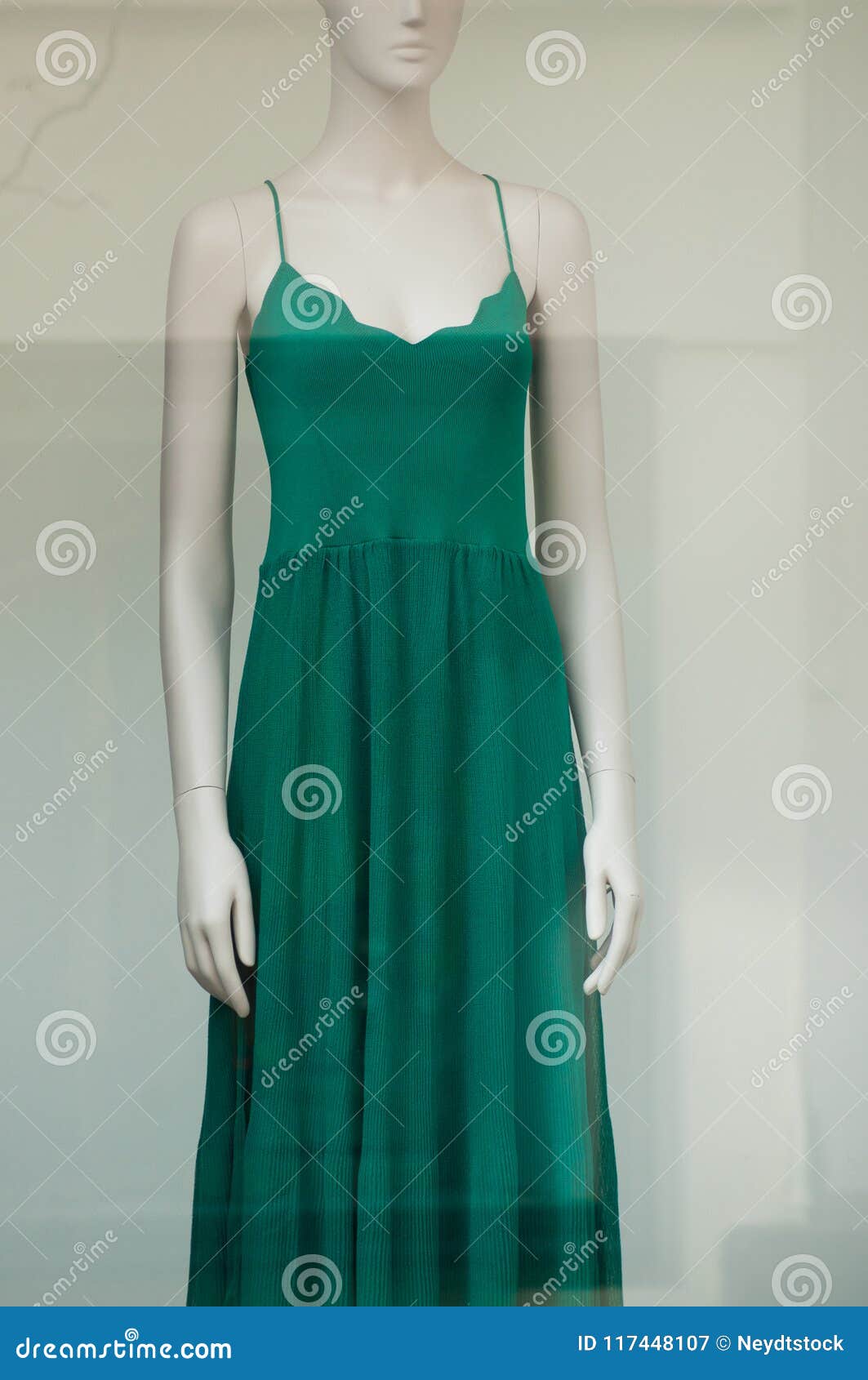 Green Summer Dress on Mannequin in Fashion Store Show Stock Image ...