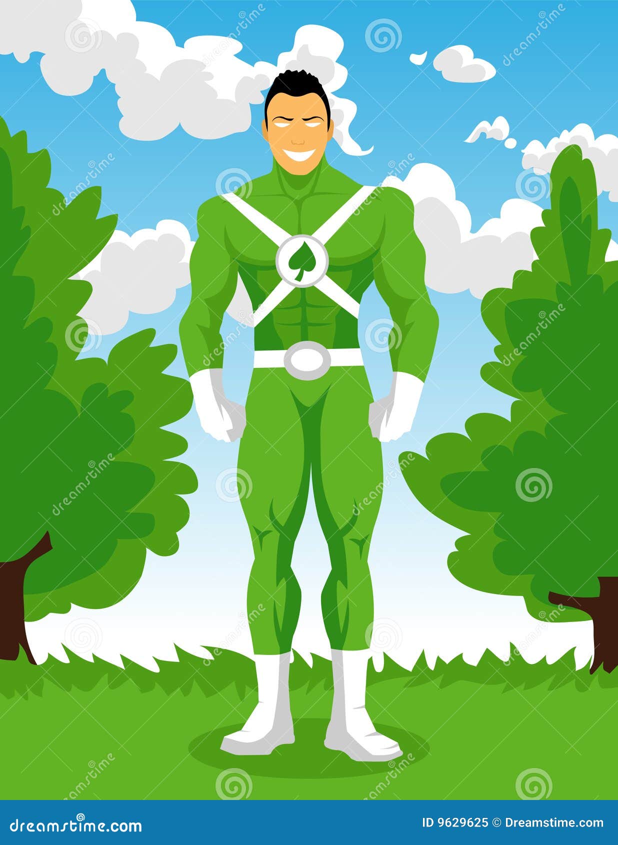 Green Superhero stock vector. Image of smiling, superman - 9629625