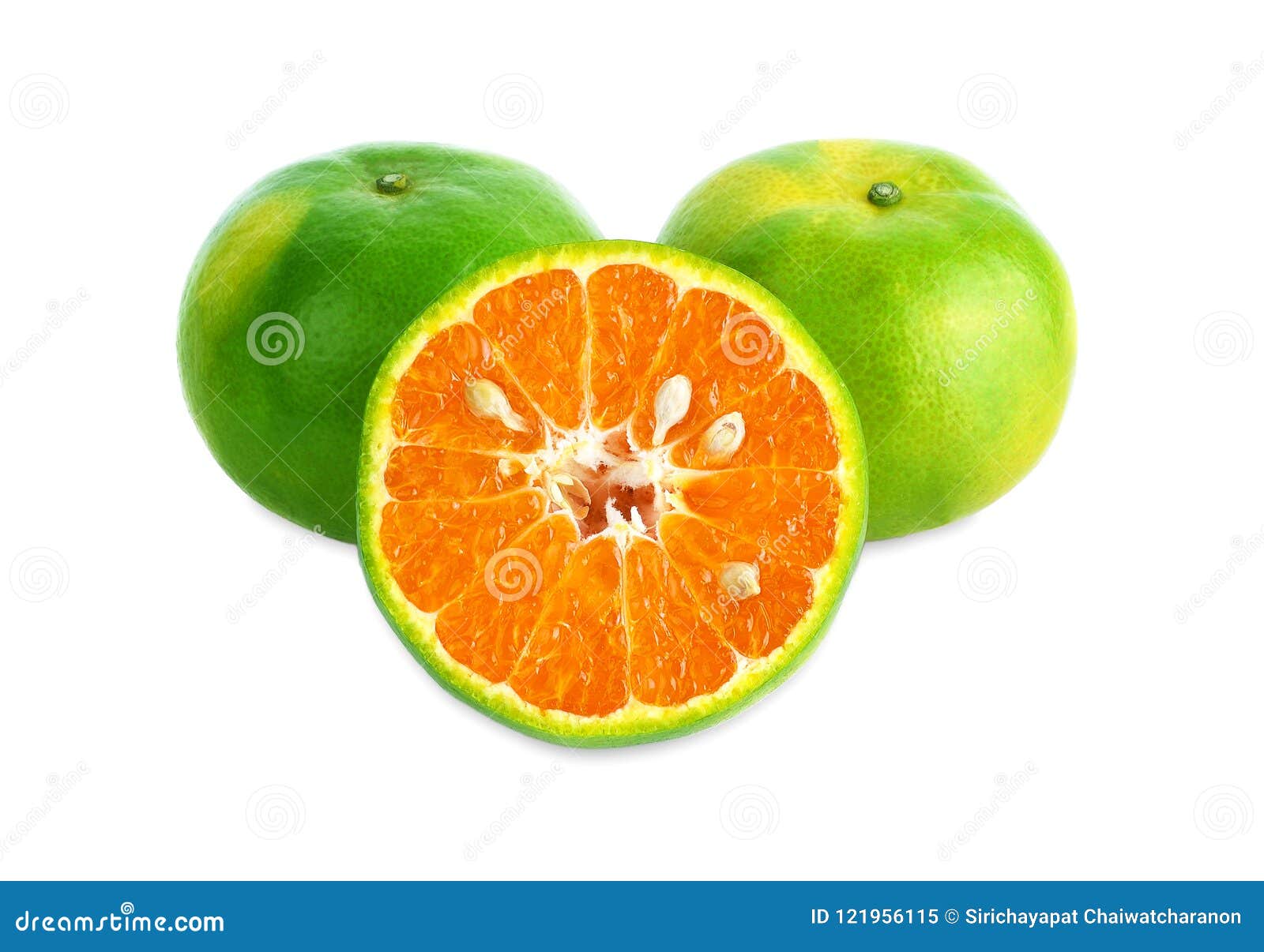 Green Tangerine Isolated on White Background. Stock Image Image of