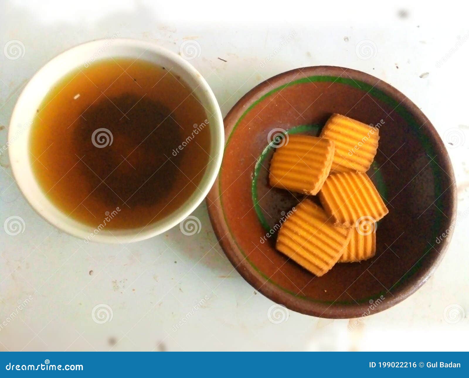 Green Tea with Biscuit Tea Time Snack Stock Photo Image of biscuit