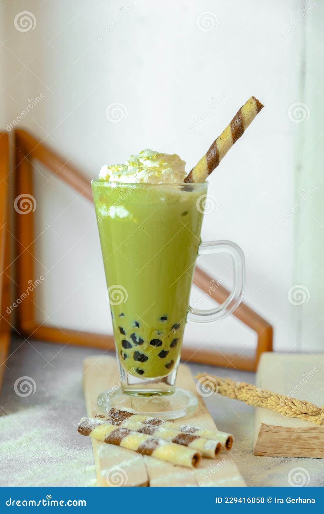 Green Tea Bobba Drink Refresh Your Day Stock Photo Image of cream