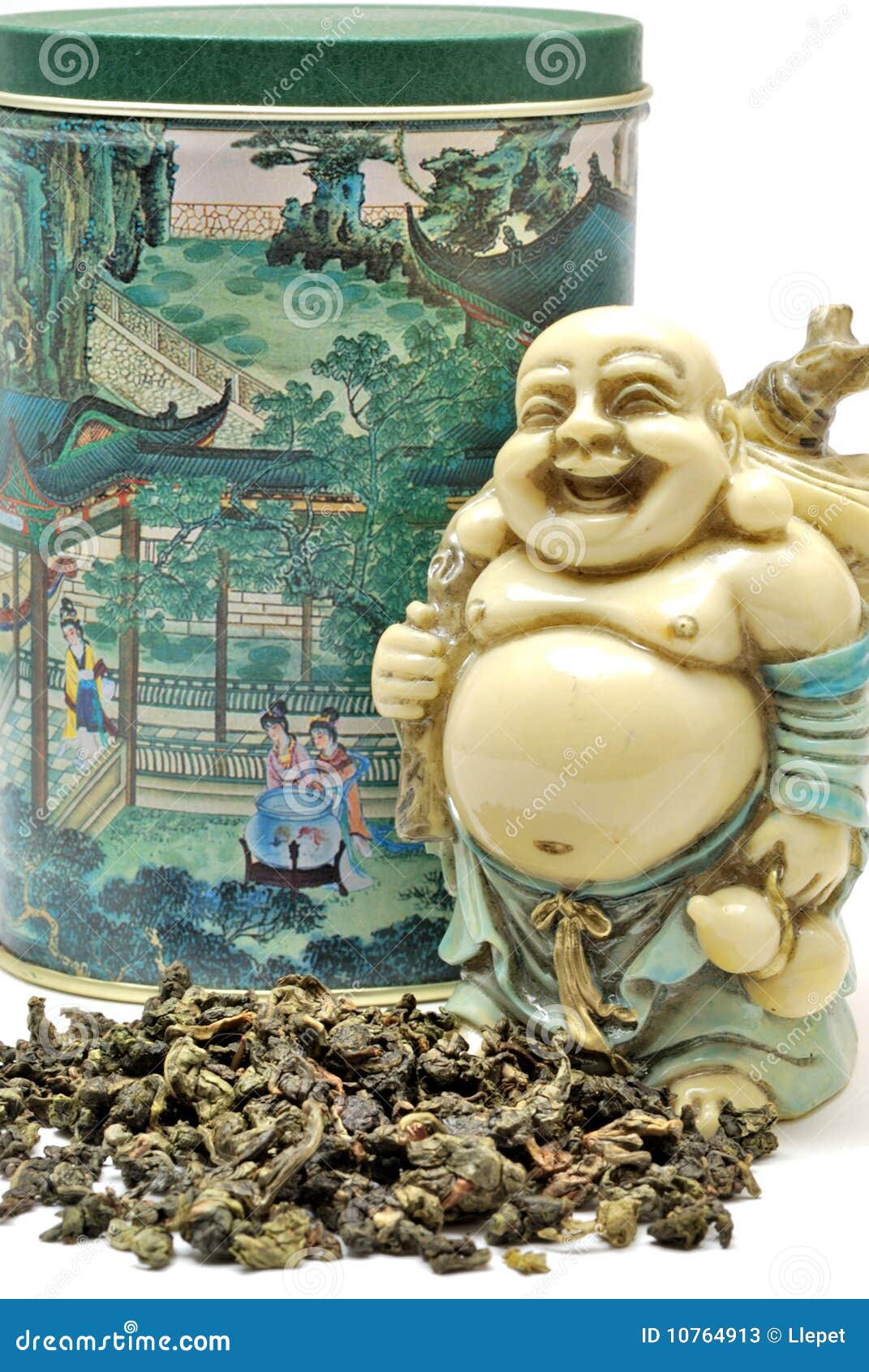 Green tea with Budai stock image. Image of chinese, ethnicity 10764913