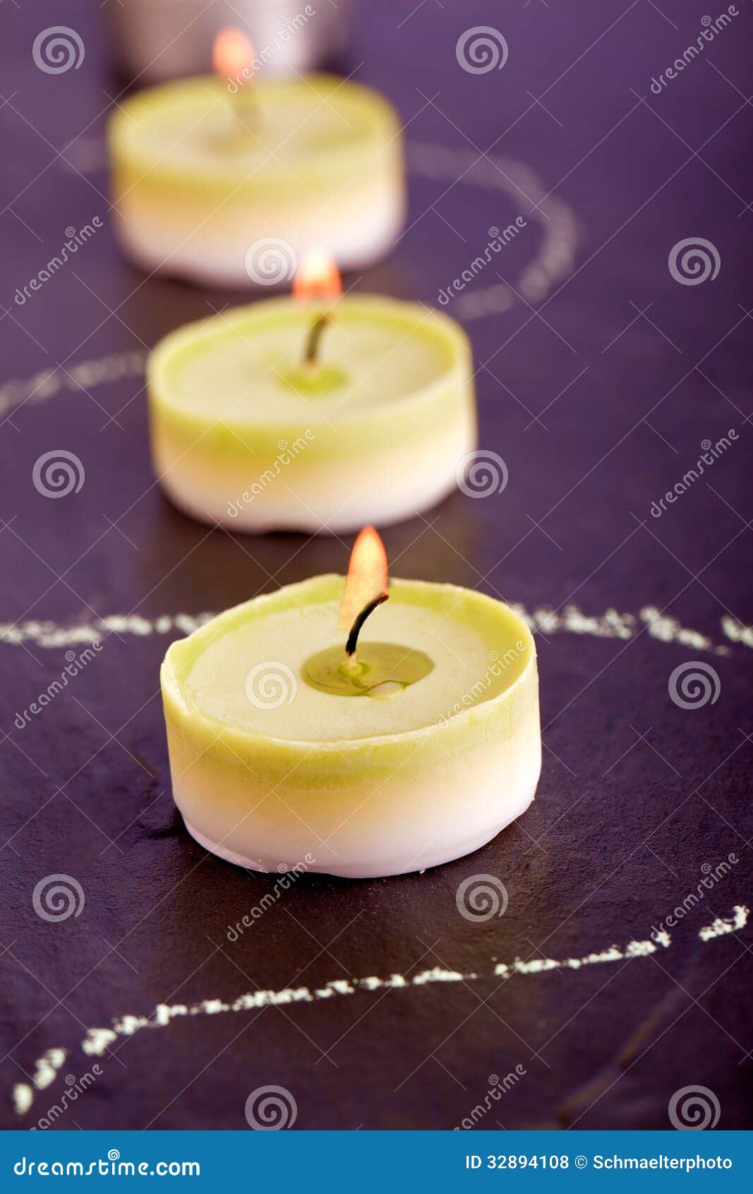 Green tea candle stock photo. Image of fire, relax, flame 32894108