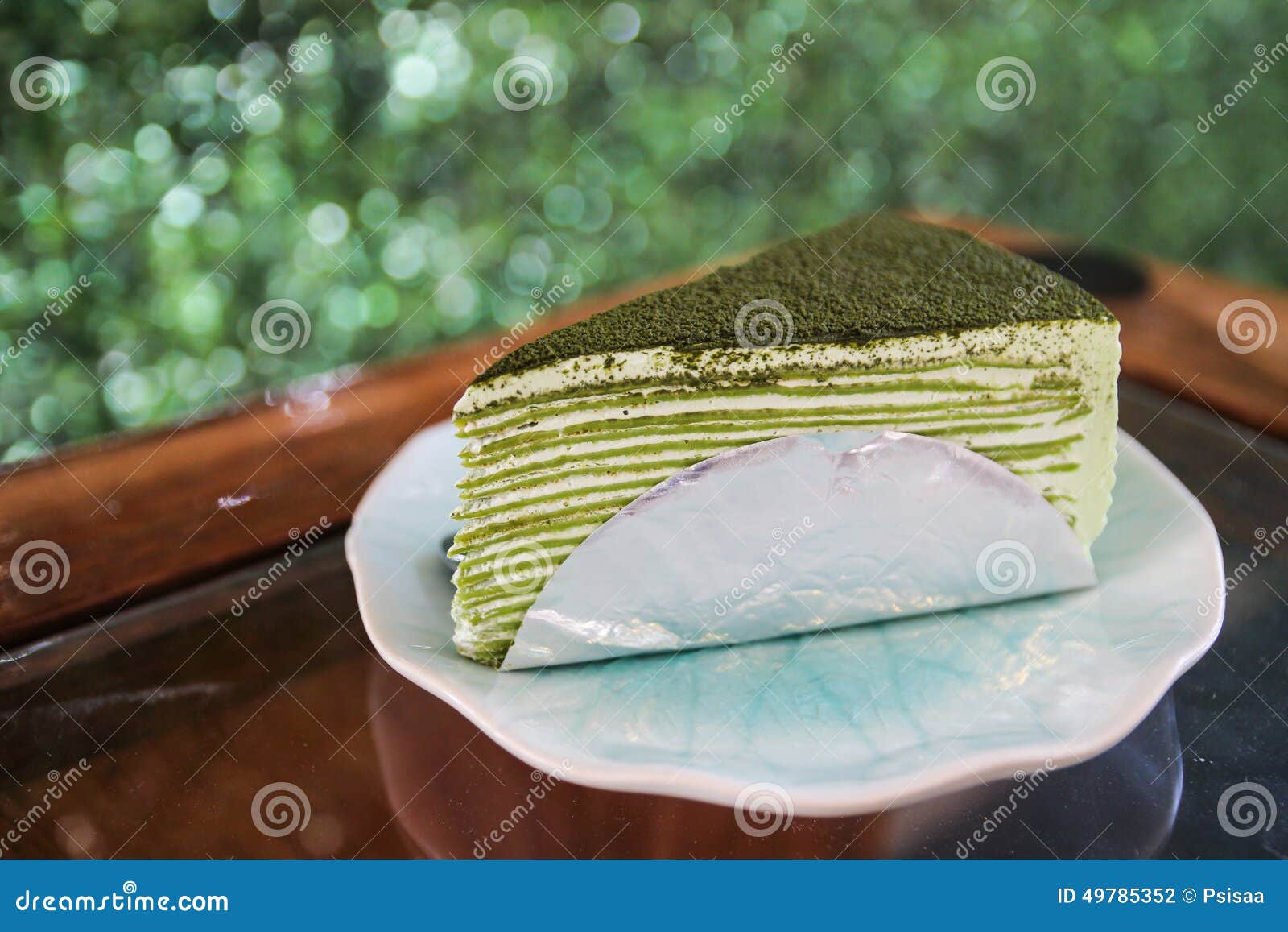 Green tea crepe cake stock photo. Image of pastry, dessert 49785352