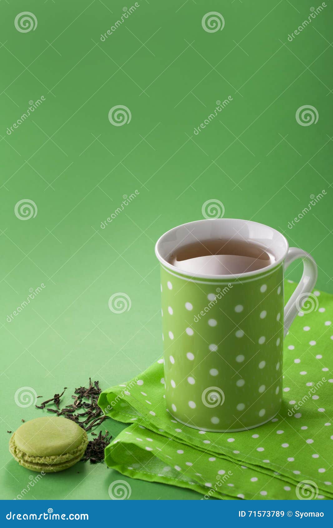 Green Tea in a Cup on a Green Background Stock Image Image of teacup