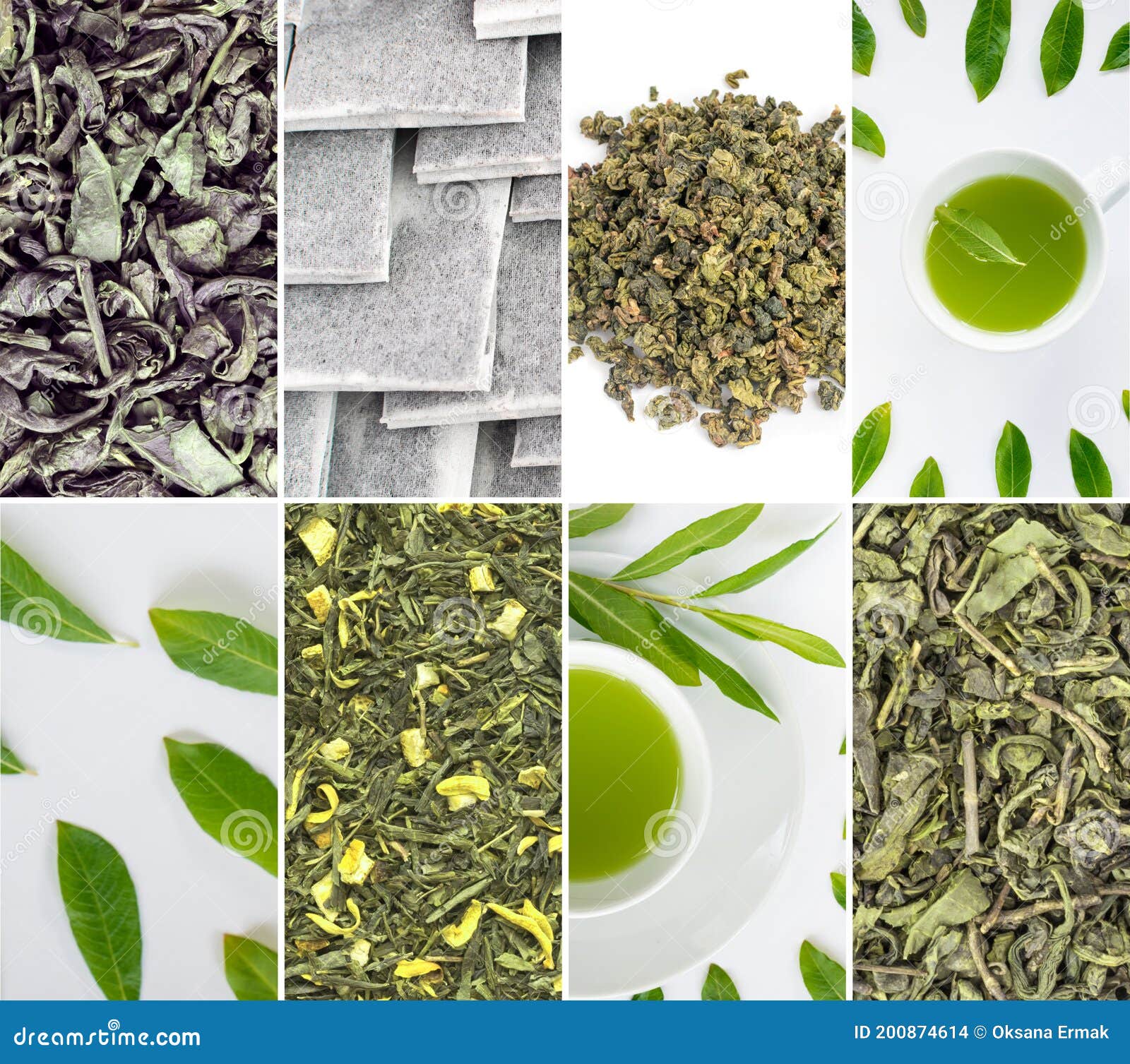Green Tea and Fresh Tea Leaves Stock Photo Image of background