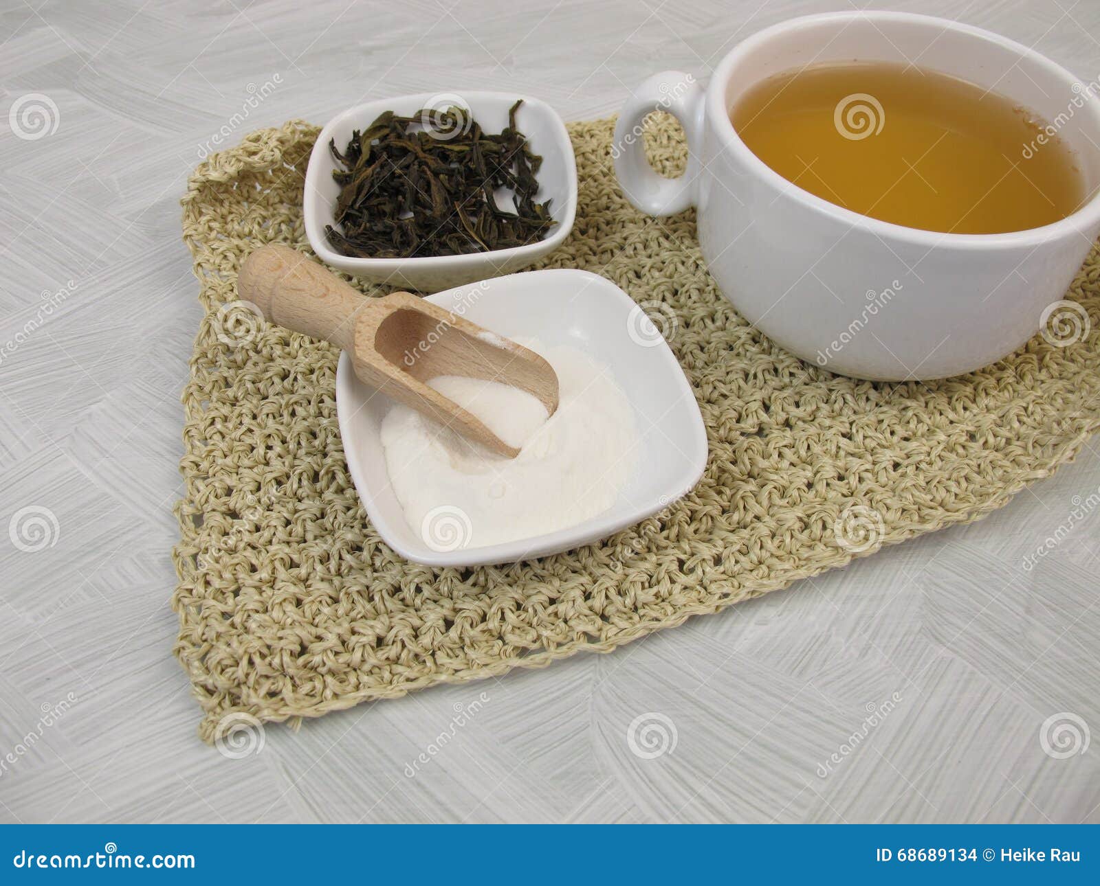 Green Tea with Gelatin Powder Stock Photo Image of granules, gelatine