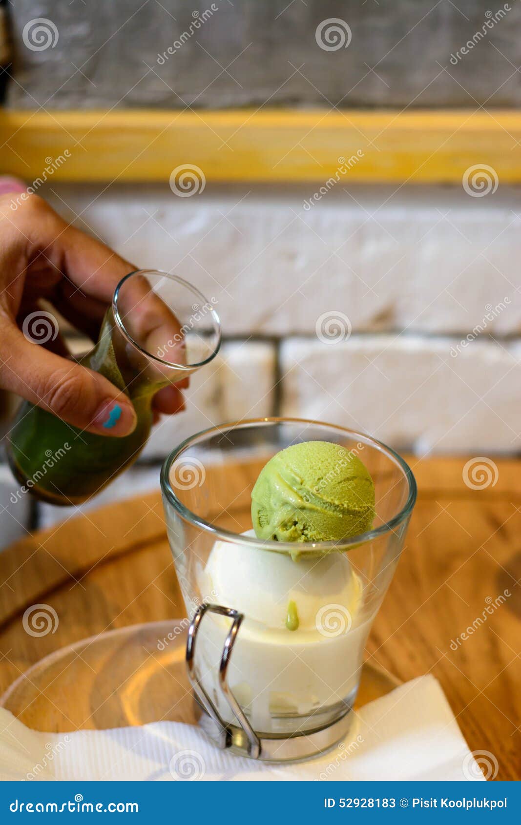 Green Tea and Hokkaido Milk Ice Cream Stock Image Image of green