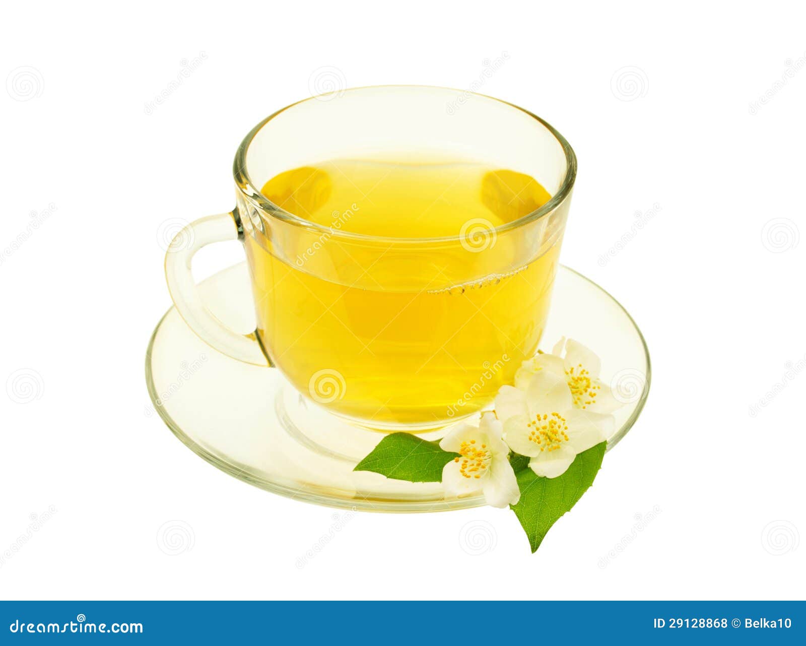Green Tea with Jasmine Flowers Isolated on White Stock Photo Image of