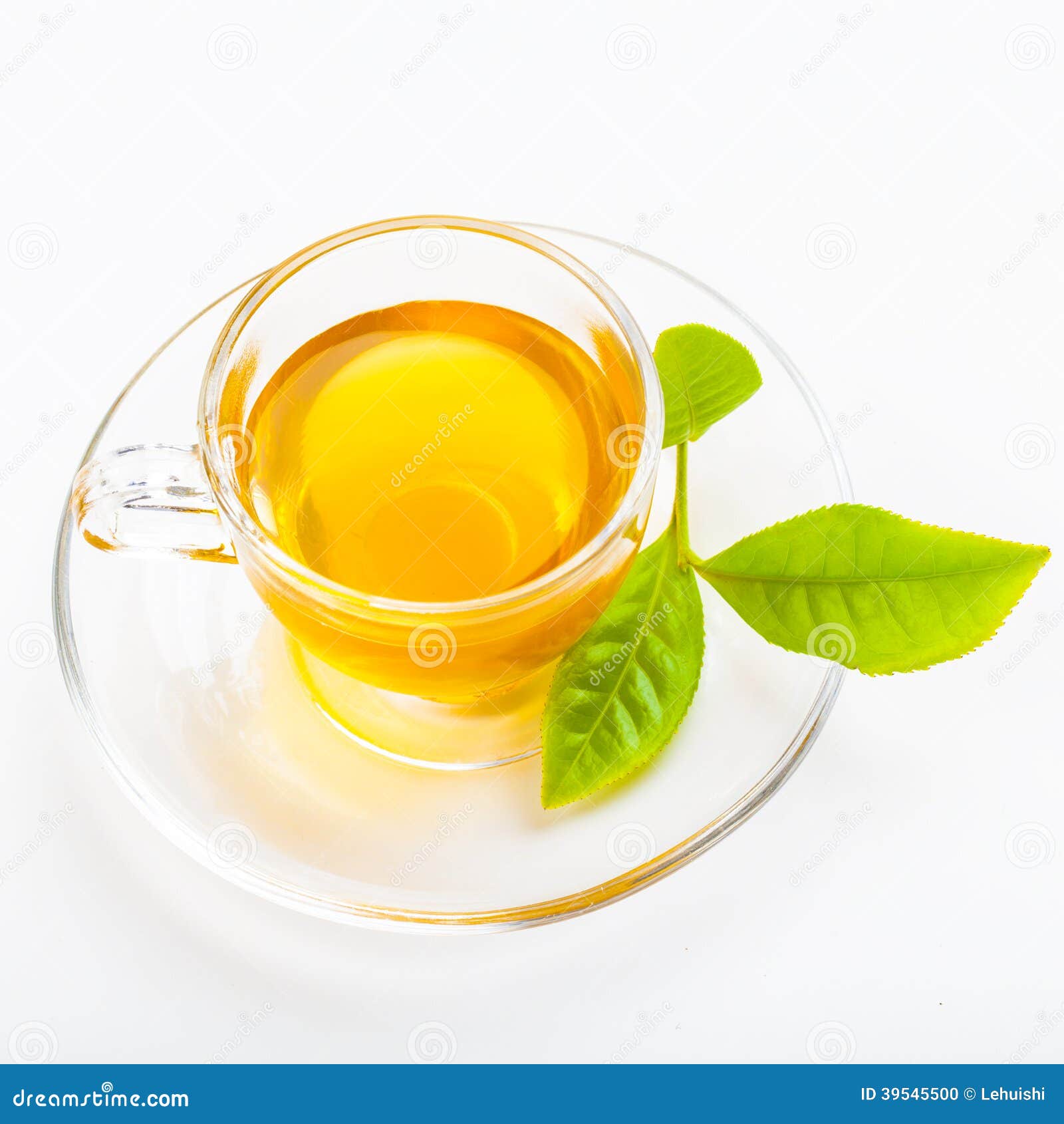 Green Tea Leaf and Glass Cup of Black Tea Stock Photo - Image of black ...