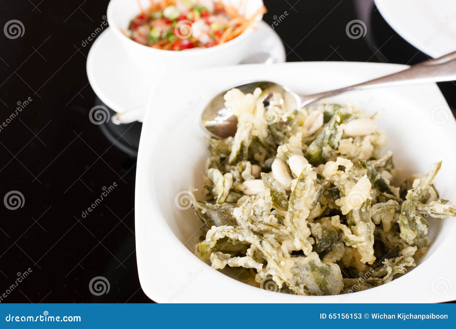 Green tea leaves salad stock image. Image of white, lemon 65156153