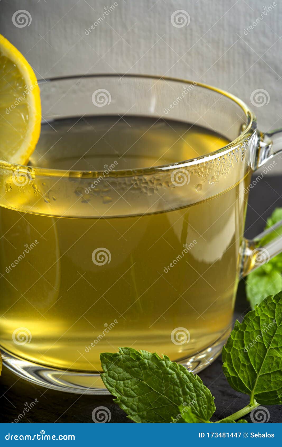 Green Tea with Lemon and Mint Stock Image Image of liquid, aroma
