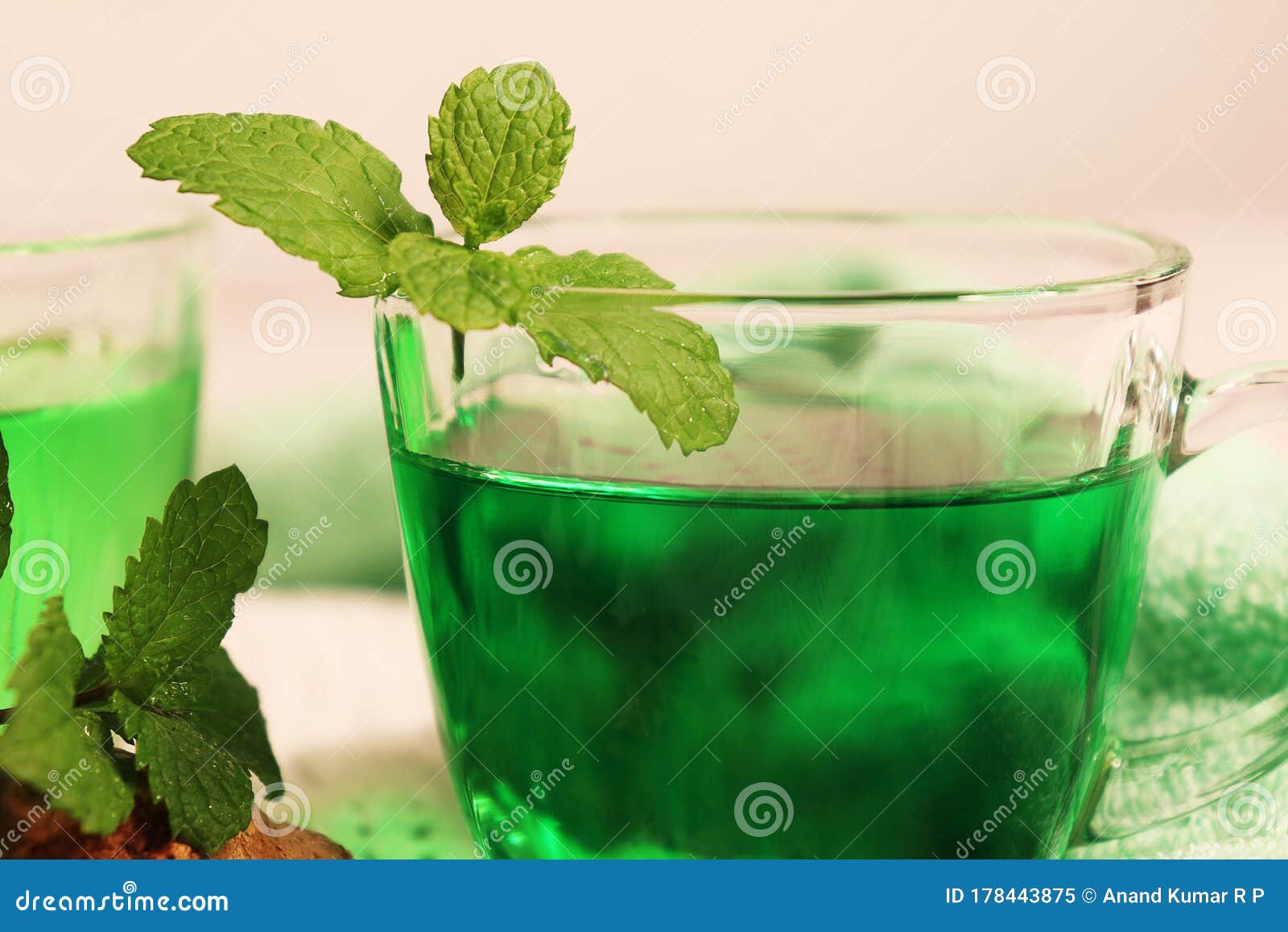 Green Tea with mint leaves stock image. Image of beverage 178443875