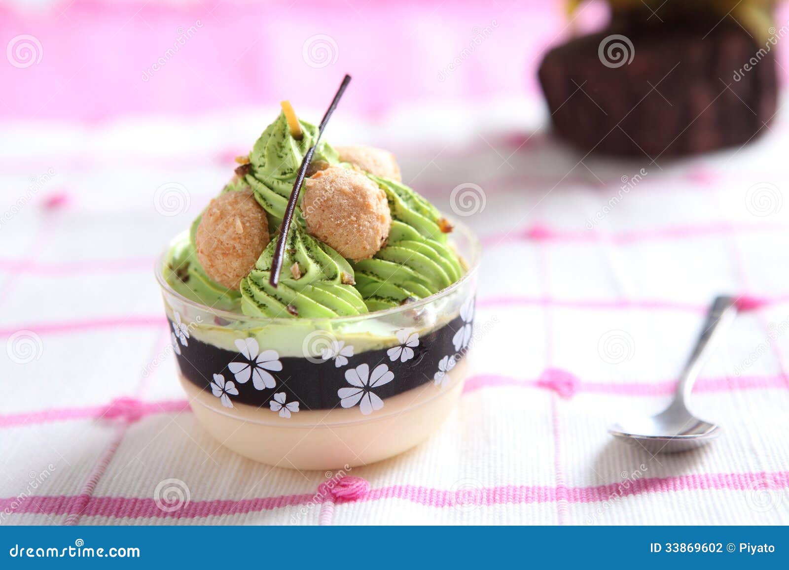 Green tea pudding stock photo. Image of creamy, closeup 33869602