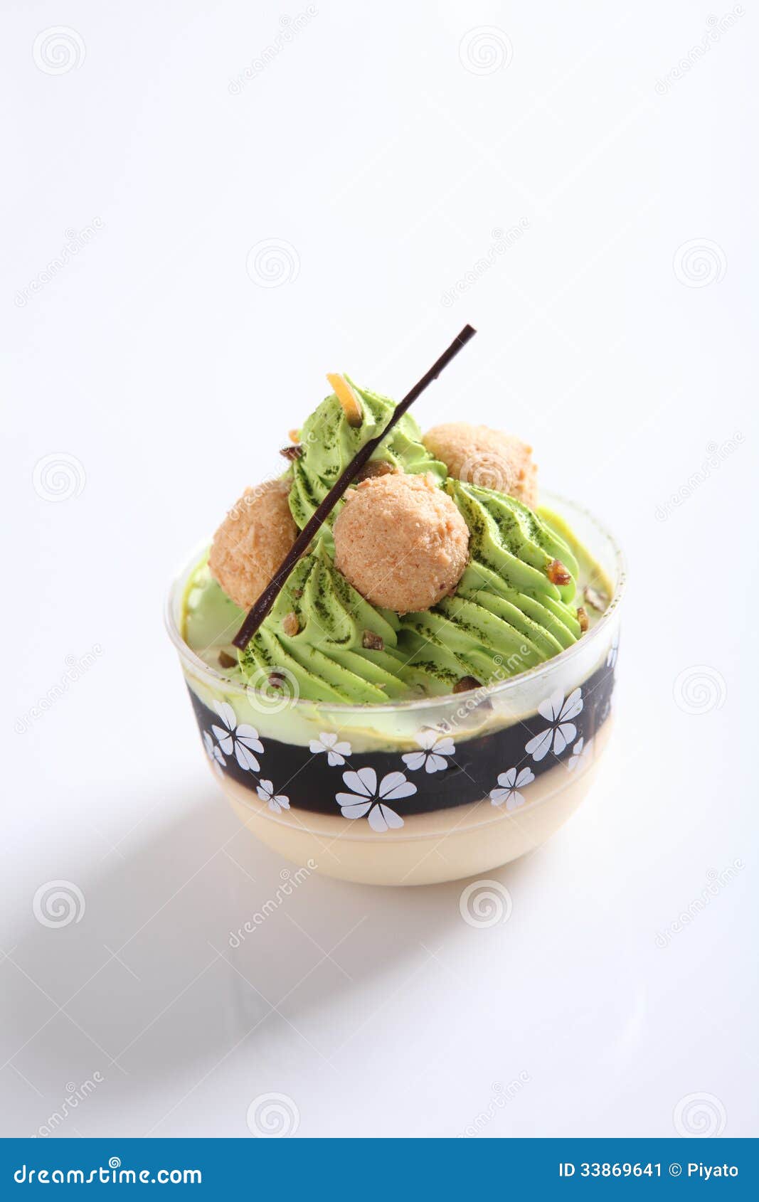 Green tea pudding stock image. Image of cream, homemade 33869641