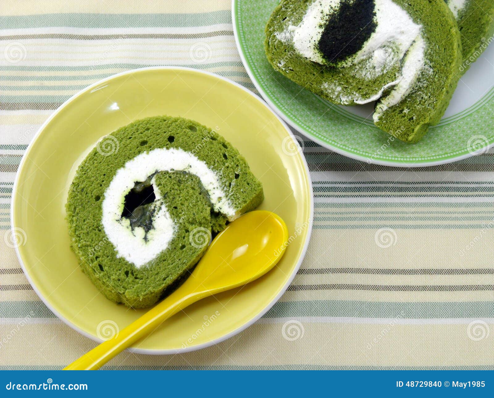 Green tea roll cake stock photo. Image of traditional 48729840