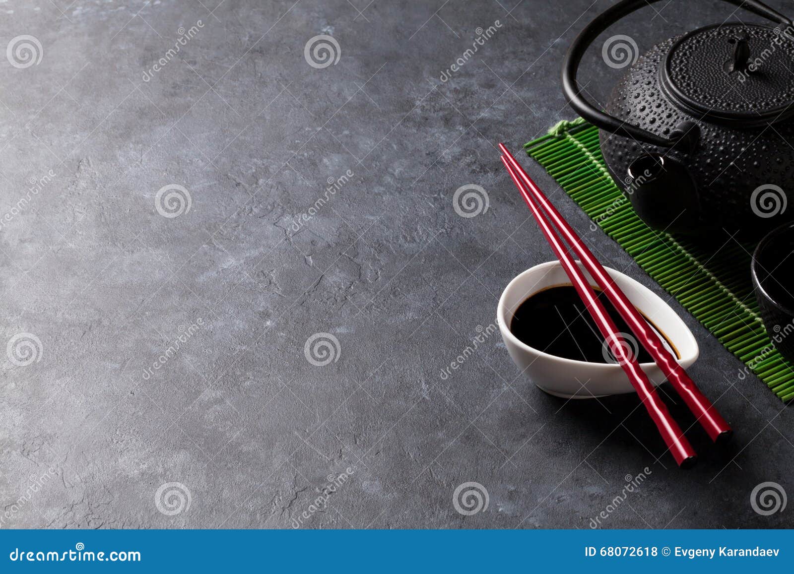 Green Tea and Sushi Chopsticks Stock Photo Image of bowl, drink 68072618