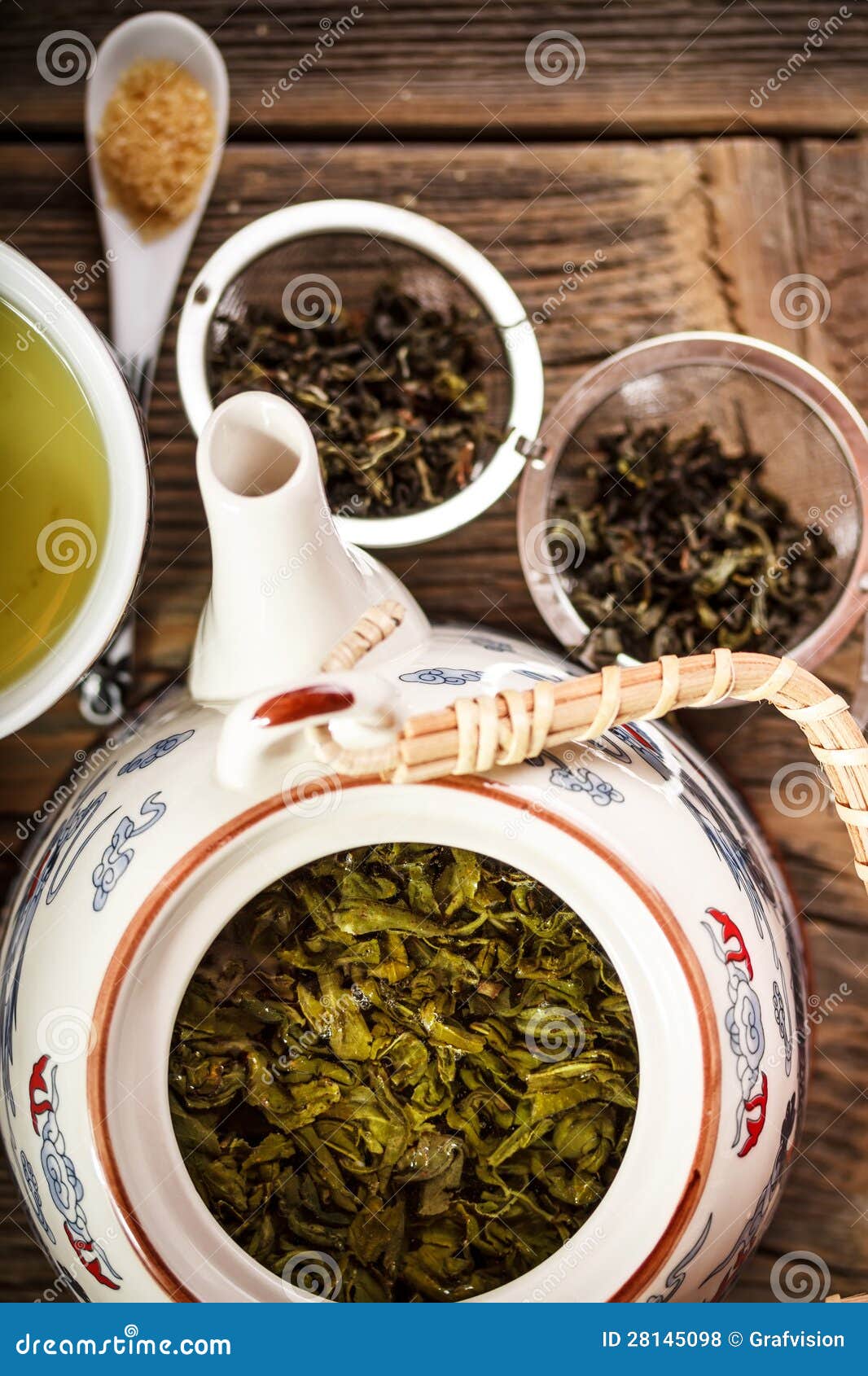 Green tea in teapot stock photo. Image of health, teapot 28145098