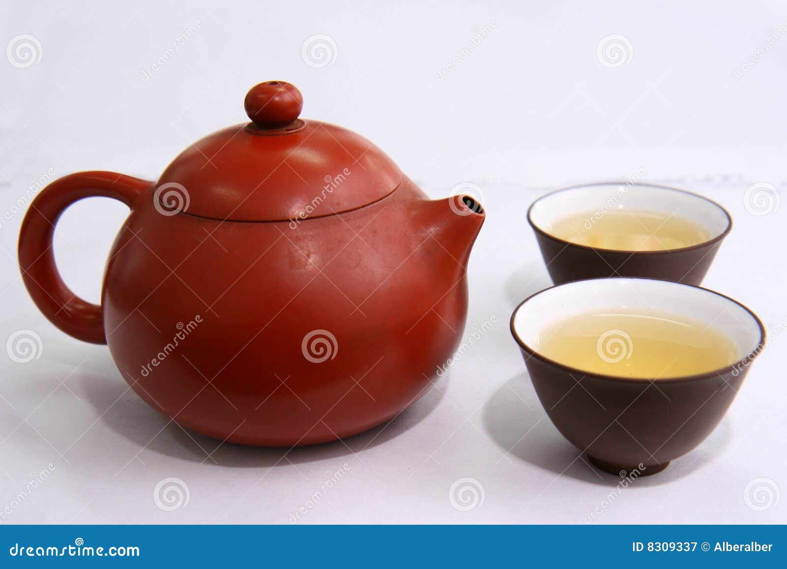 Green tea ,teapot and cups stock image. Image of japanese 8309337