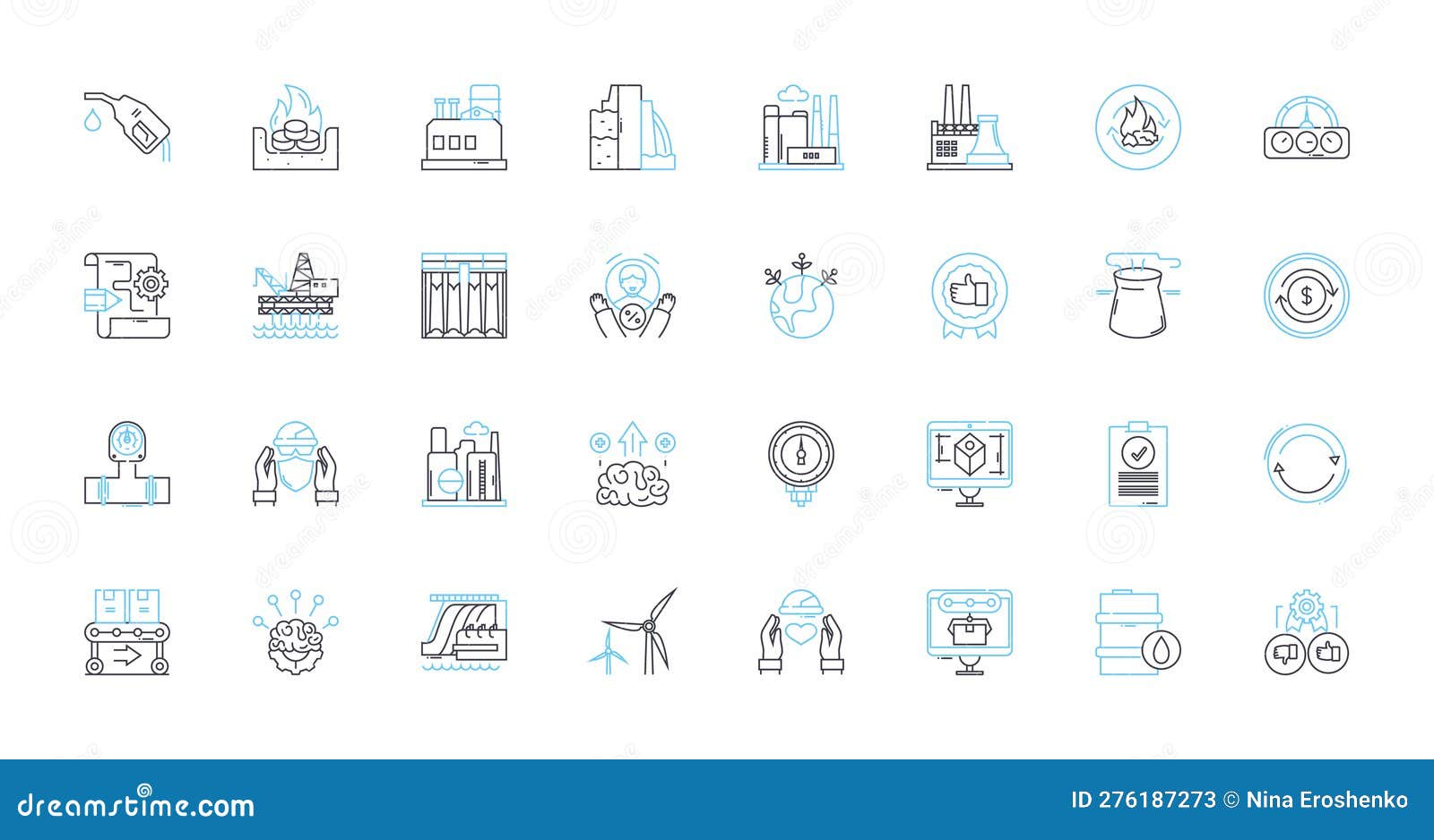 green technology linear icons set. solar, wind, geothermal, hydrogen, biomass, recycling, composting line  and