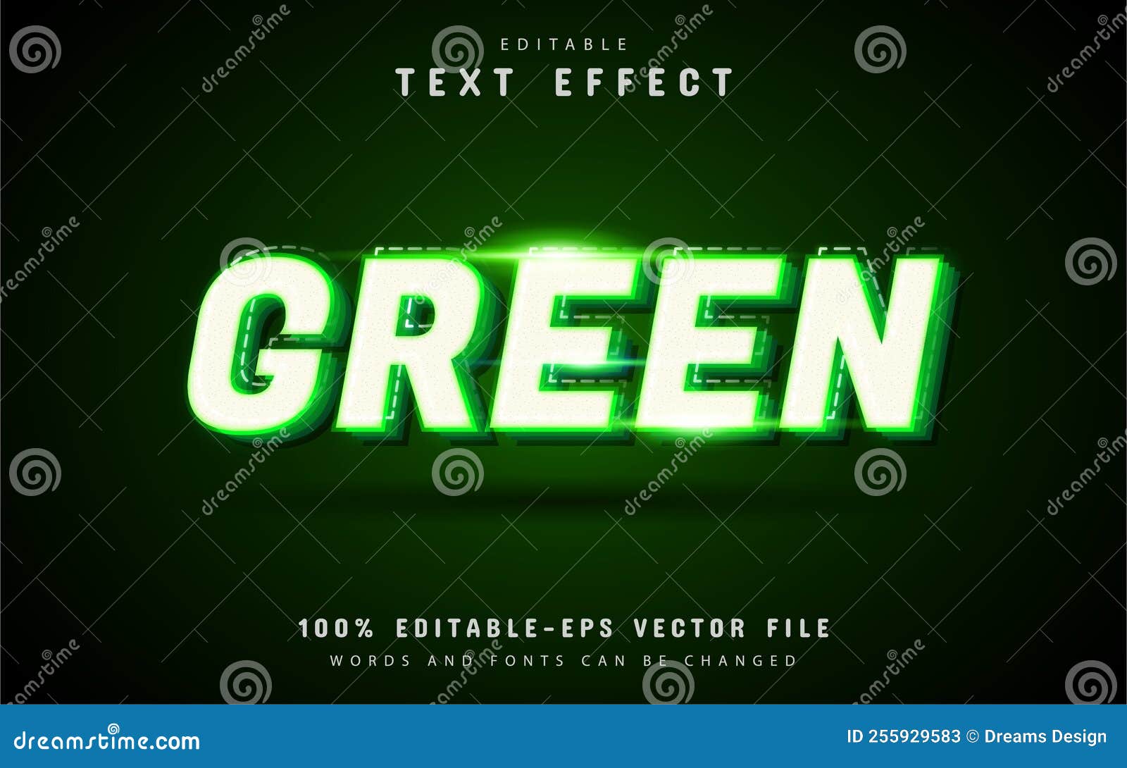 Green Text Effect with Dotted Line Stock Vector Illustration of abstract, pattern 255929583