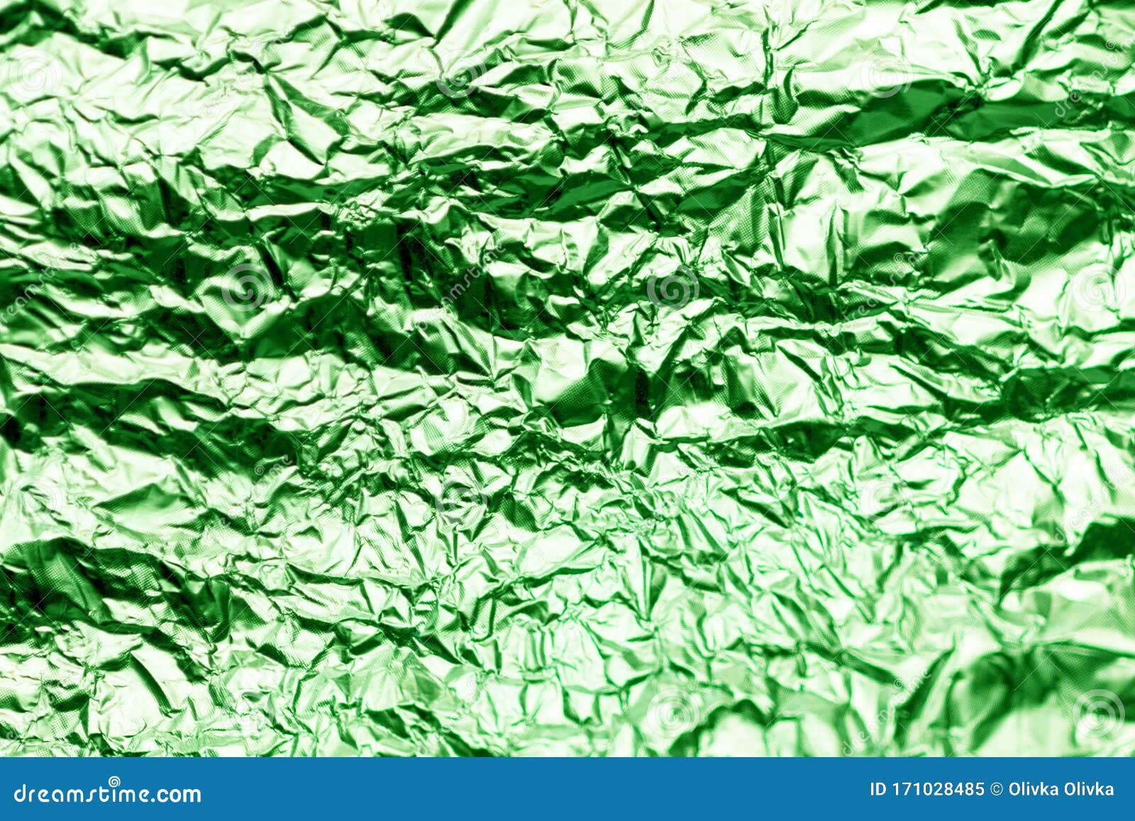 Green Texture of Crumpled Sheet of Aluminum Foil. Foil Background. Stock Image Image of