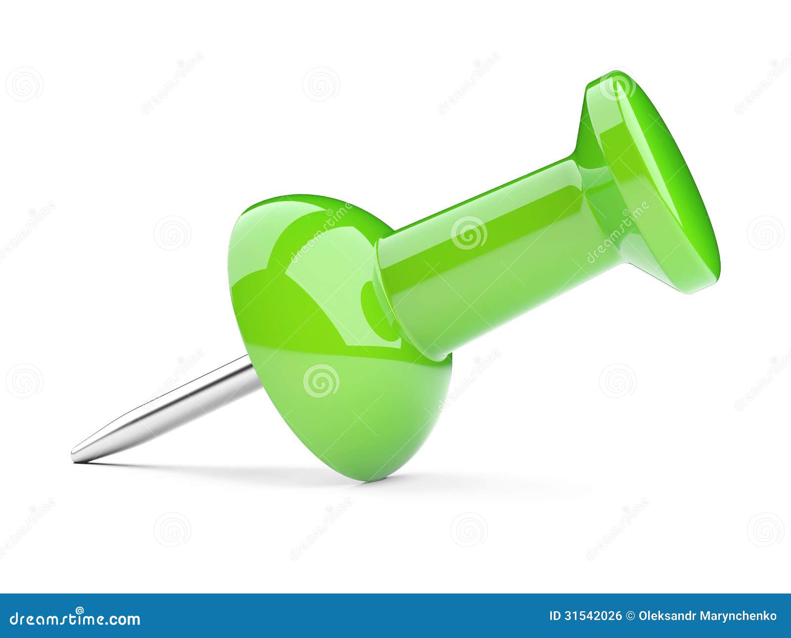 Green Thumbtack on a White Background. Stock Illustration ...