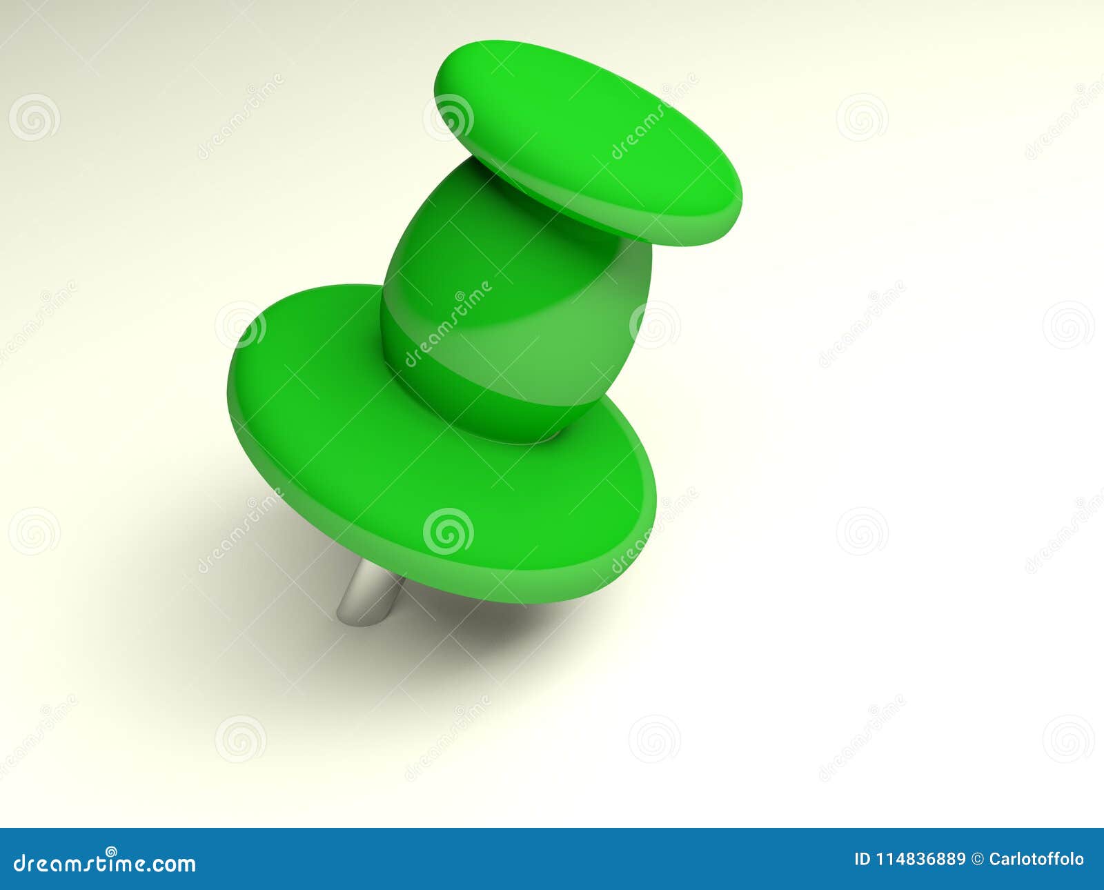Green Thumbtack on White Paper - 3D Rendering Stock Illustration ...