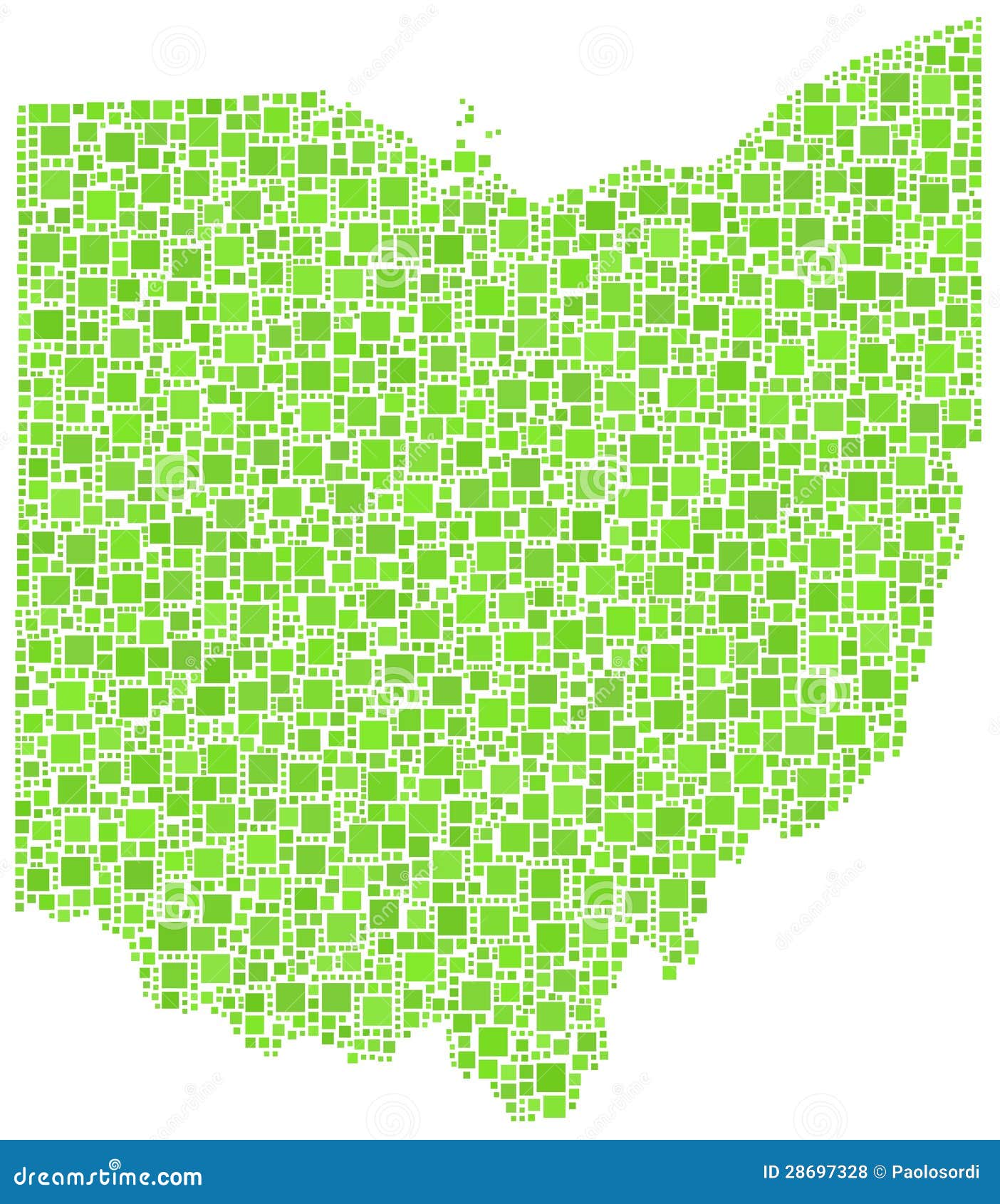 Green tiled map of Ohio stock vector. Illustration of background 28697328