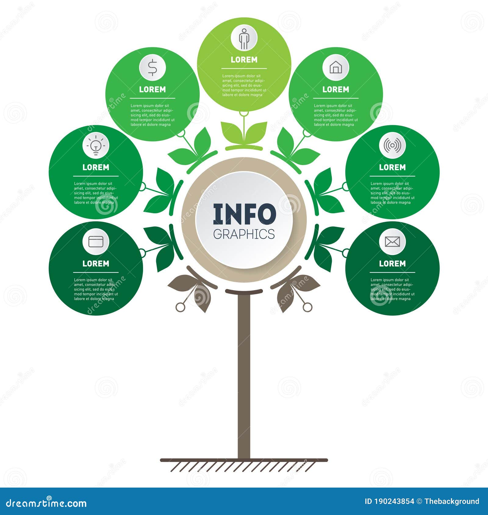 Green Timeline or Infographics. Tree of Development and Growth of the ...