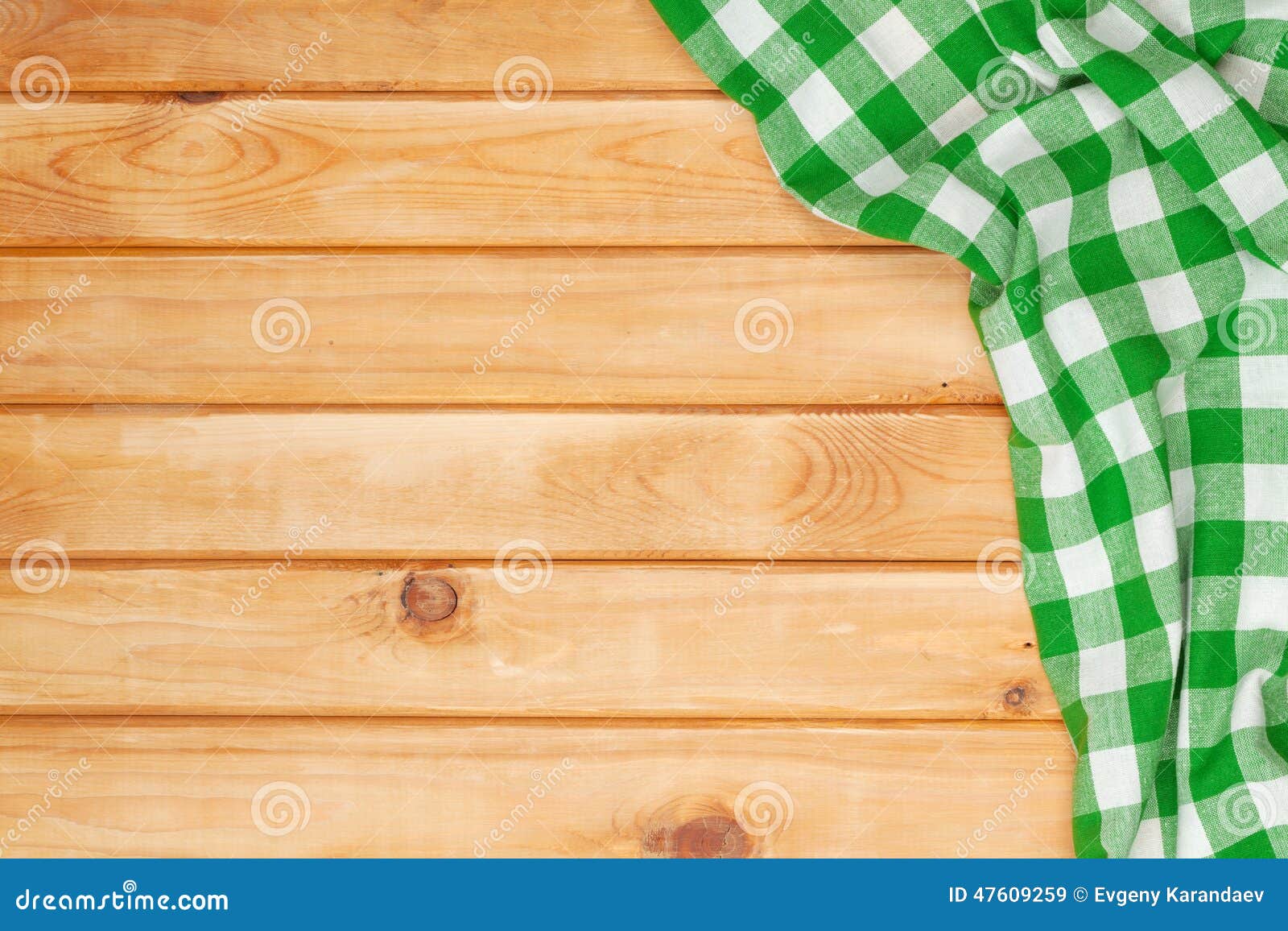 Green Towel Over Wooden Kitchen Table Stock Image Image of checked