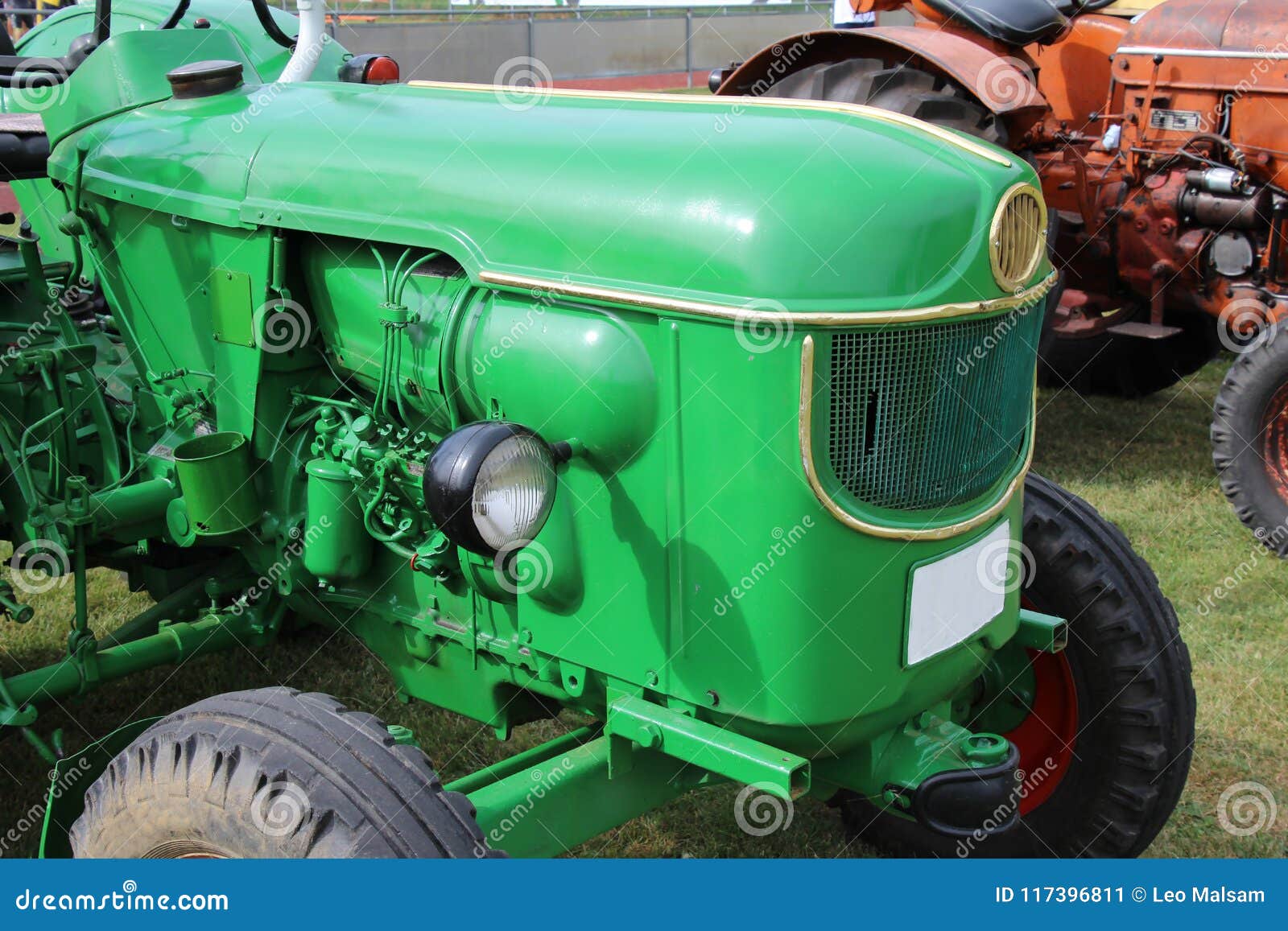 Green tractor stock image. Image of transportation, harvesting 117396811