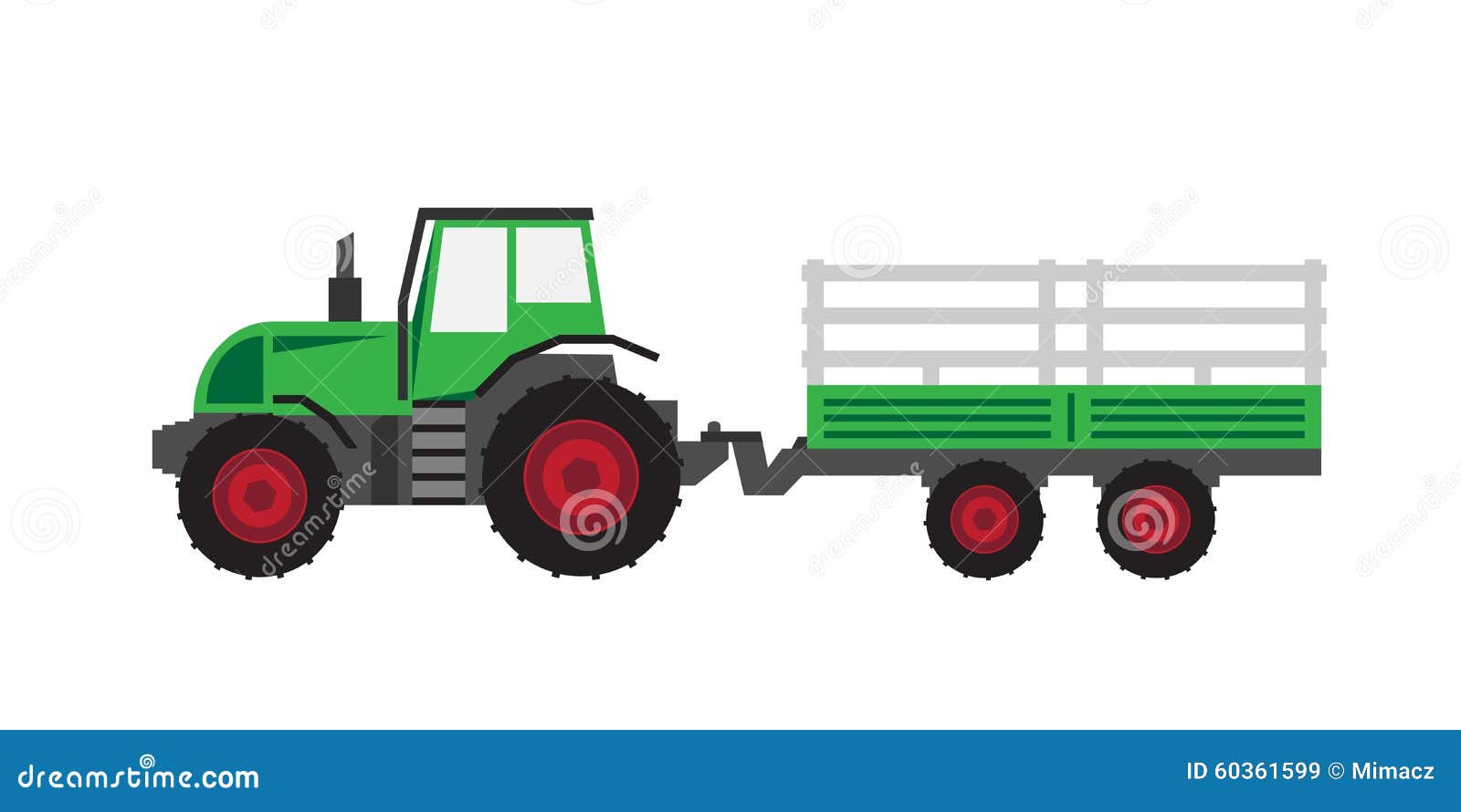 Green tractor with trailer stock vector. Illustration of environment