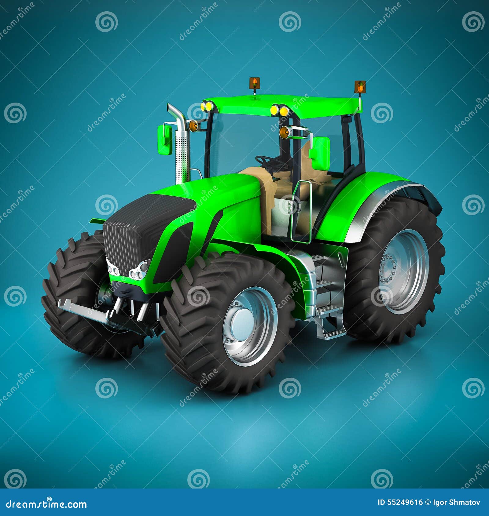 Green tractor stock illustration. Illustration of industry 55249616