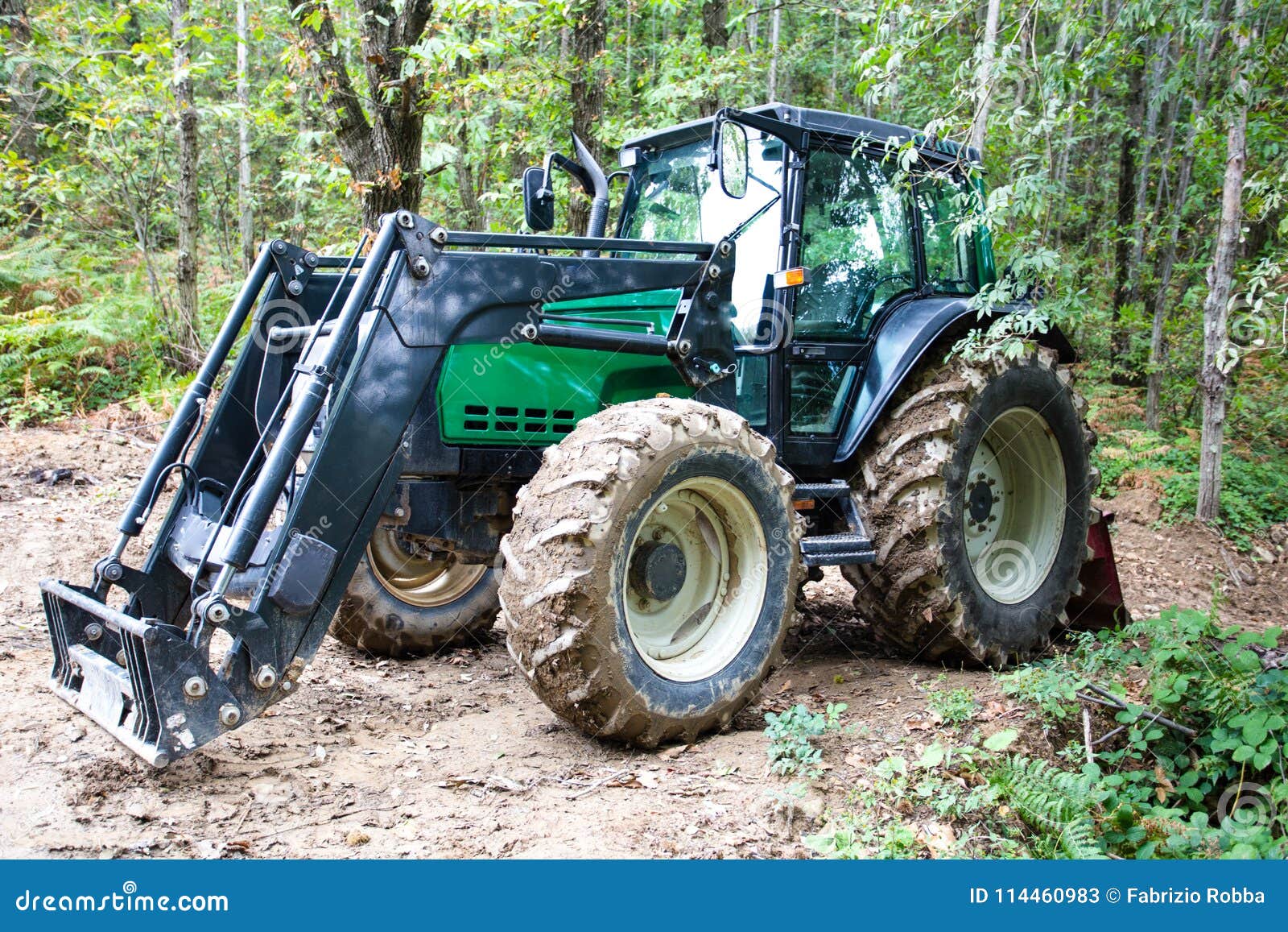 Big and Modern Tractor Parked in the Forest Stock Image Image of