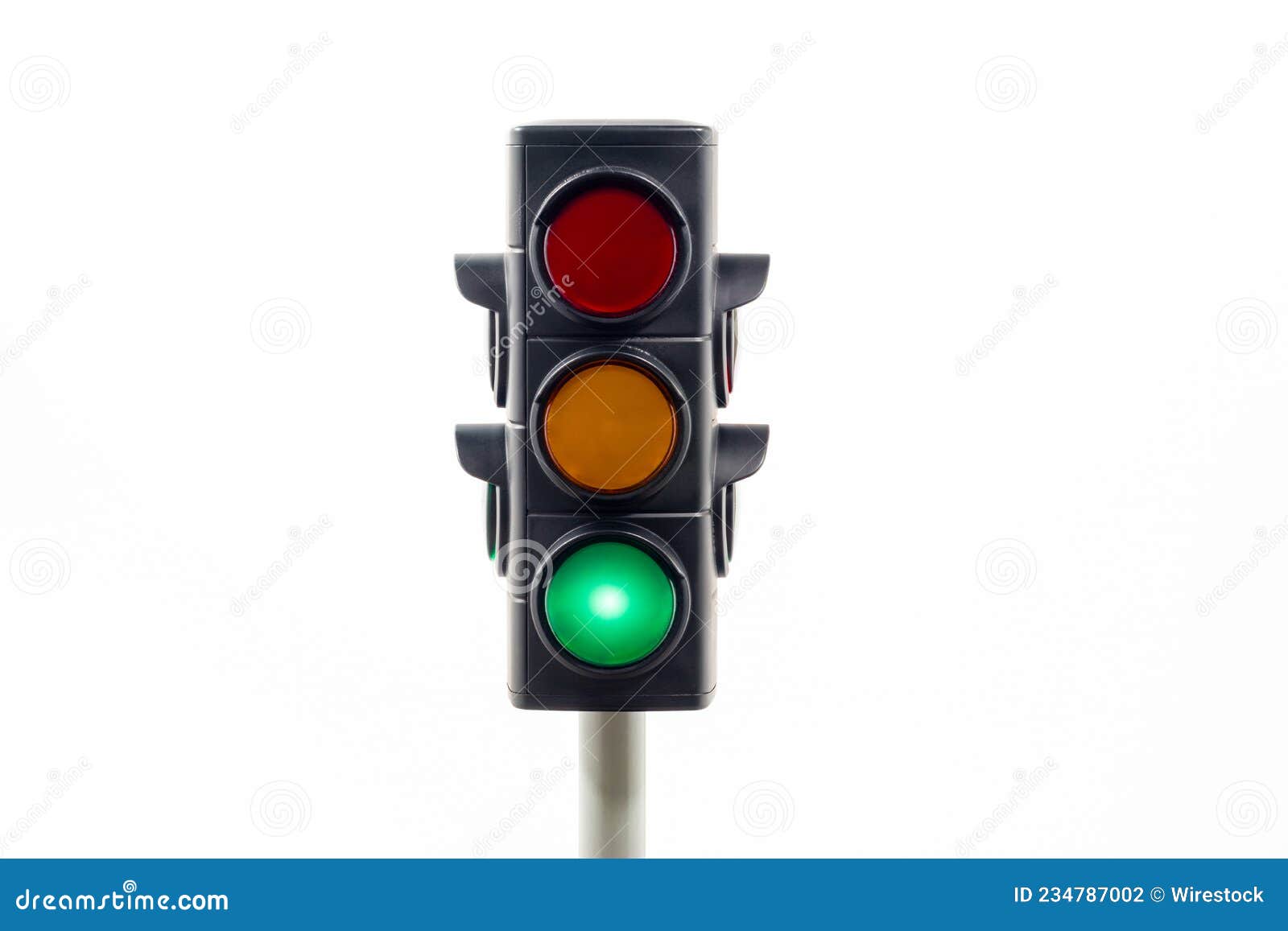 green traffic light  on a white background.