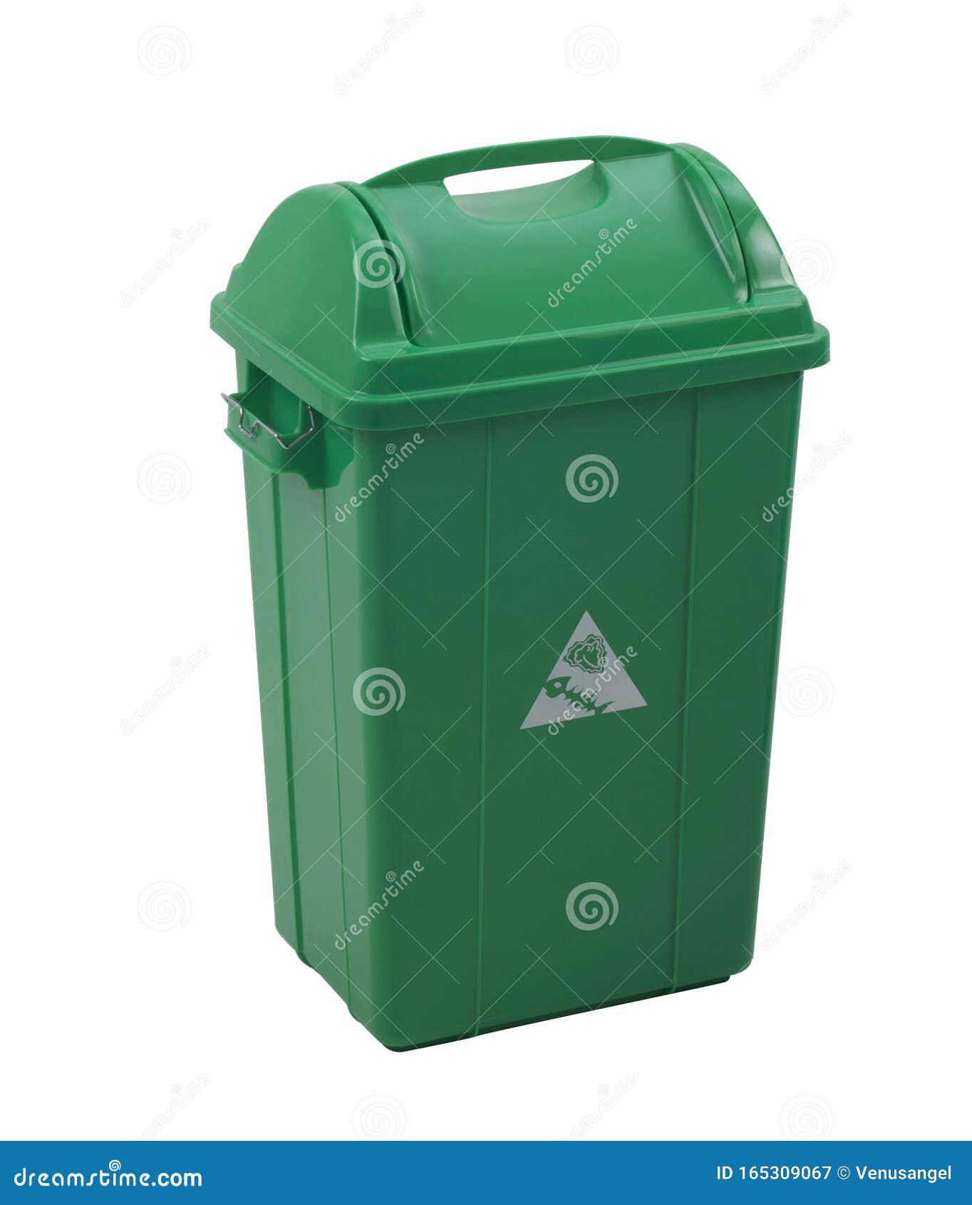 Green Trash Bin for Organic Garbage Isolated on White Stock Image