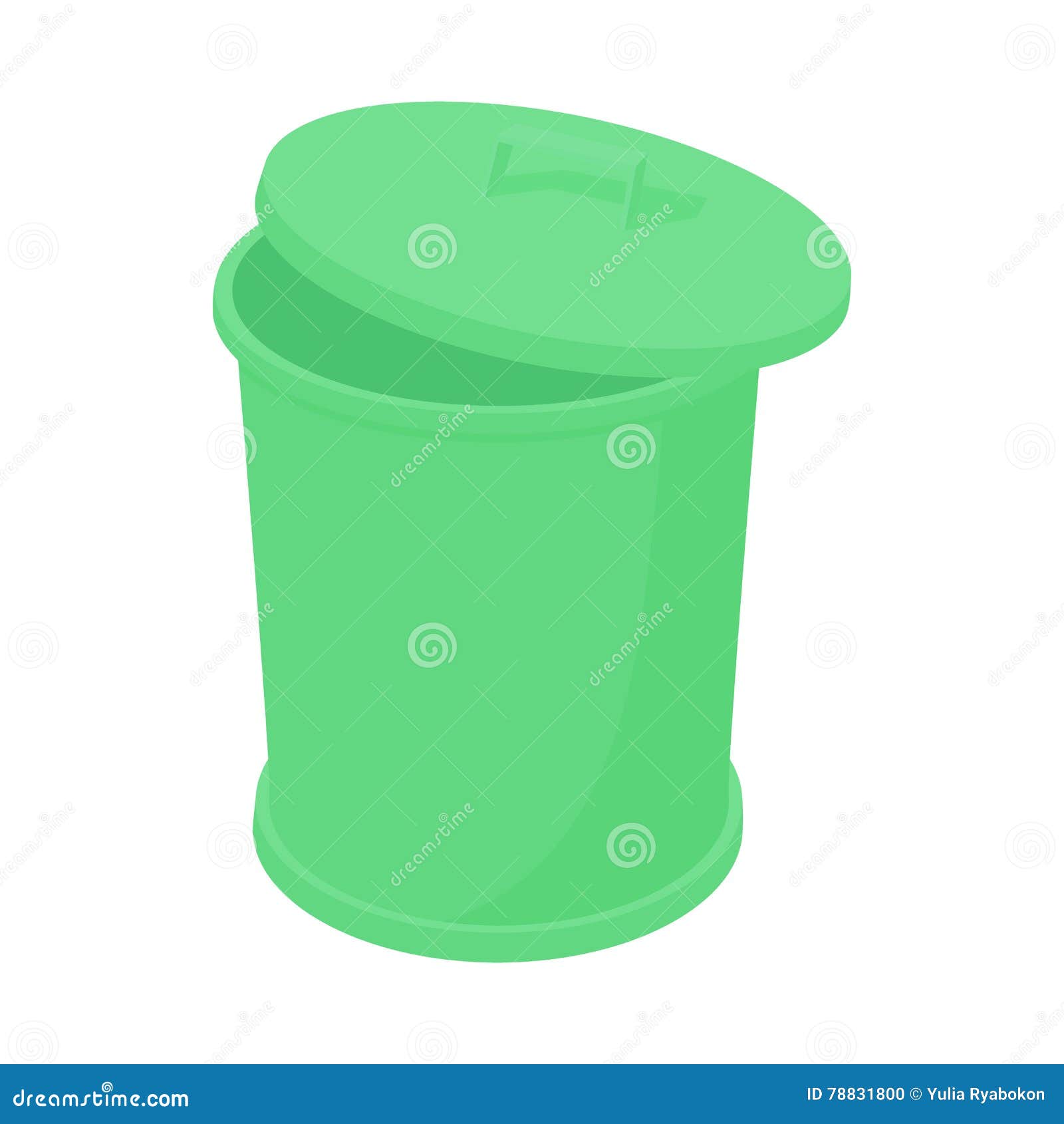 Green Trash Can Icon, Cartoon Style Stock Vector Illustration of